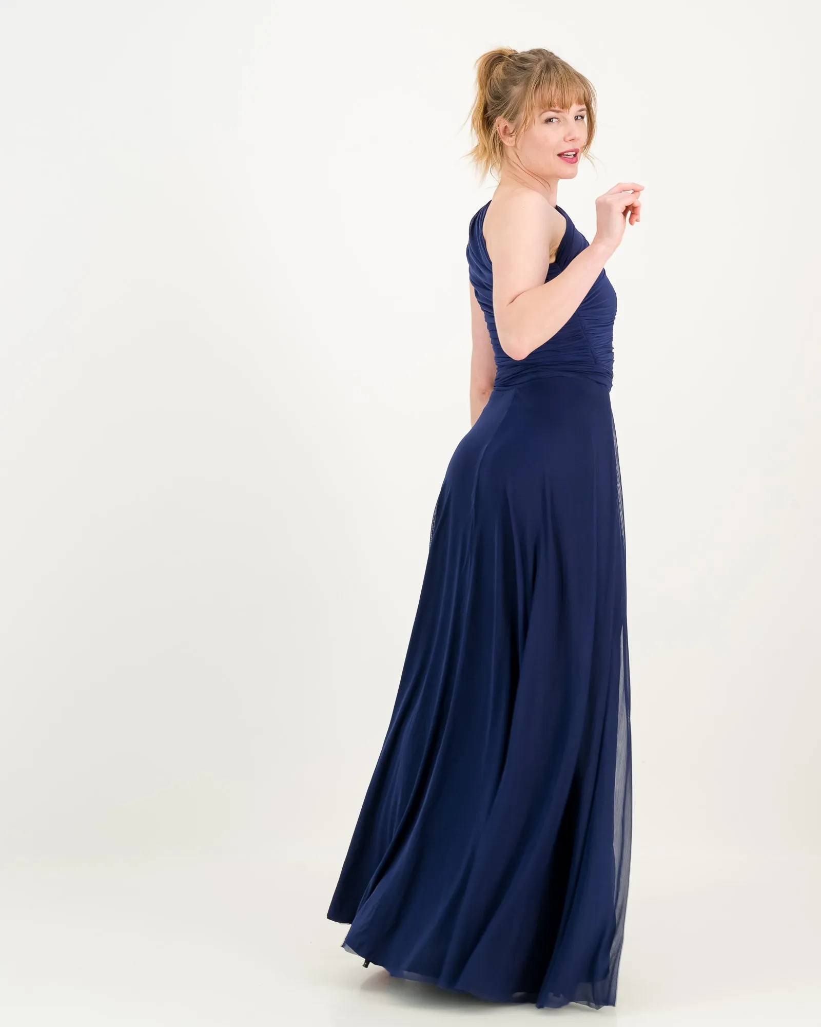 one shoulder dress - navy