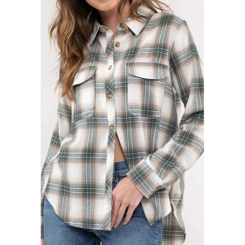 Paige Green Plaid Button Down Shirt