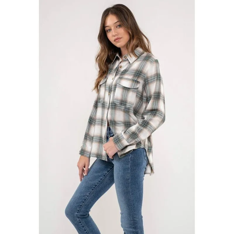 Paige Green Plaid Button Down Shirt