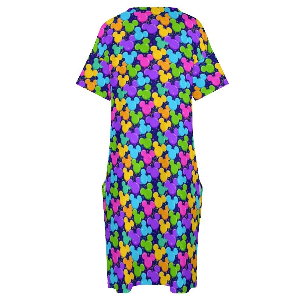 Park Balloons Women's V-neck Loose Dress With Pockets