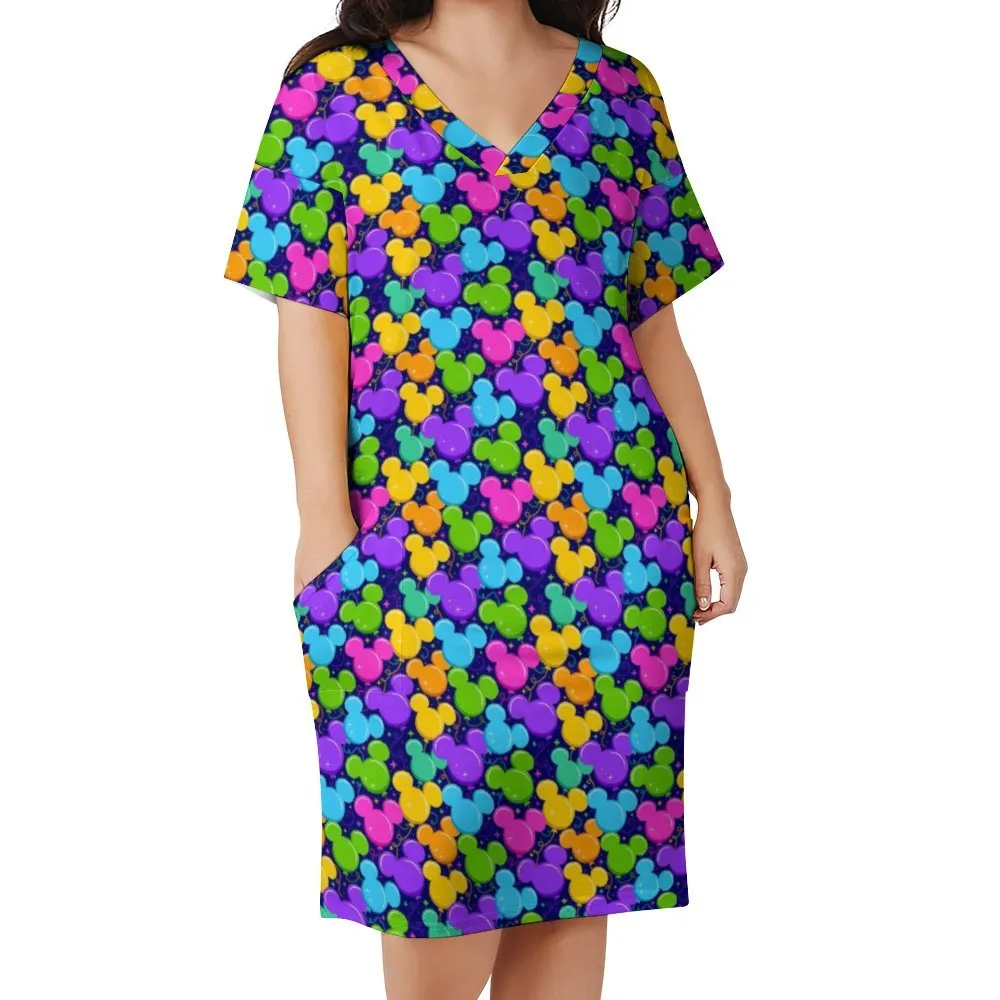 Park Balloons Women's V-neck Loose Dress With Pockets