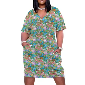 Park Map Women's V-neck Loose Dress With Pockets