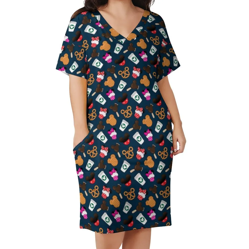 Park Snacks Women's V-neck Loose Dress With Pockets