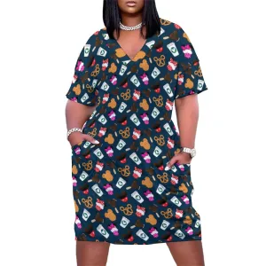 Park Snacks Women's V-neck Loose Dress With Pockets