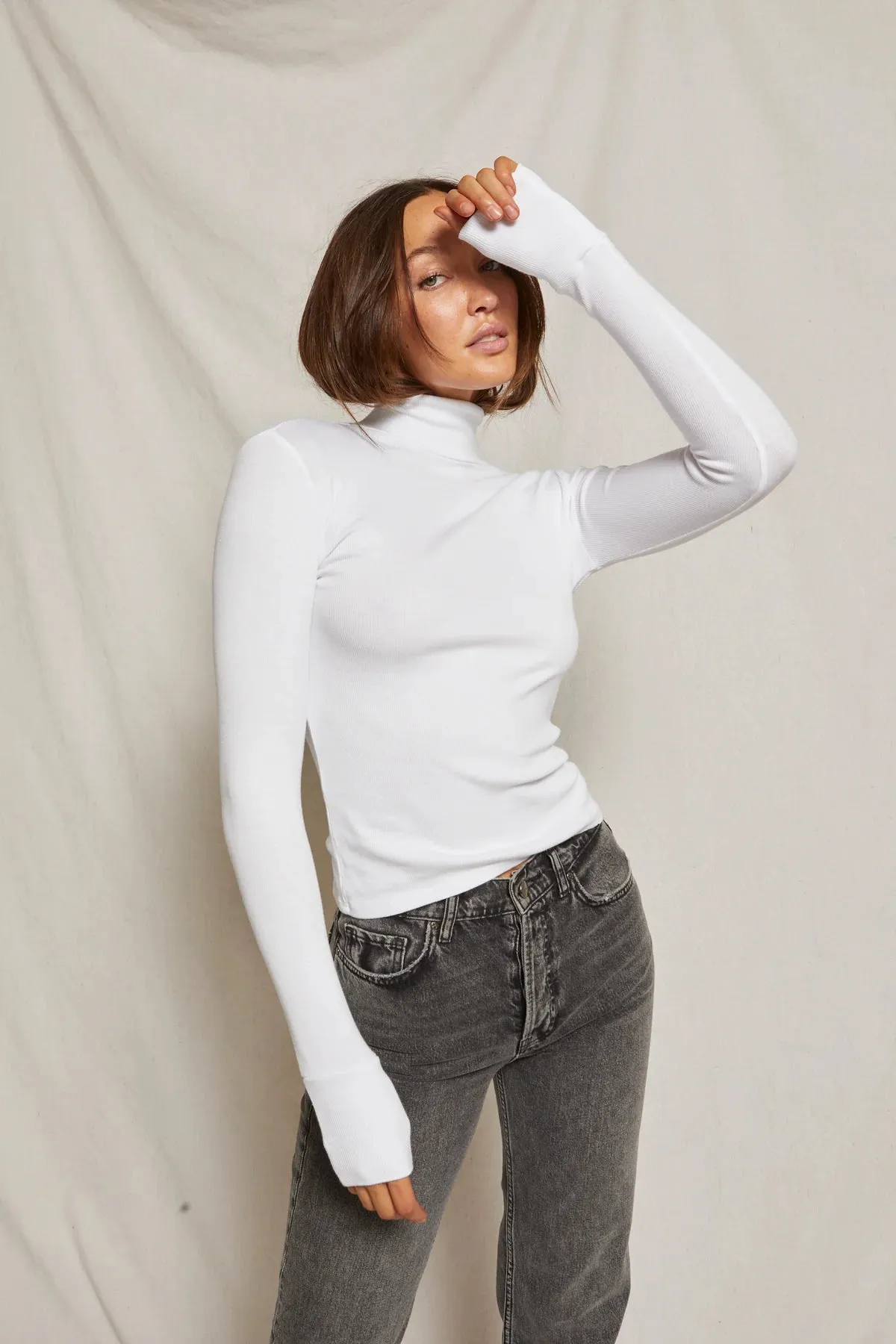 Perfect White Tee Hayden Ribbed Turtleneck