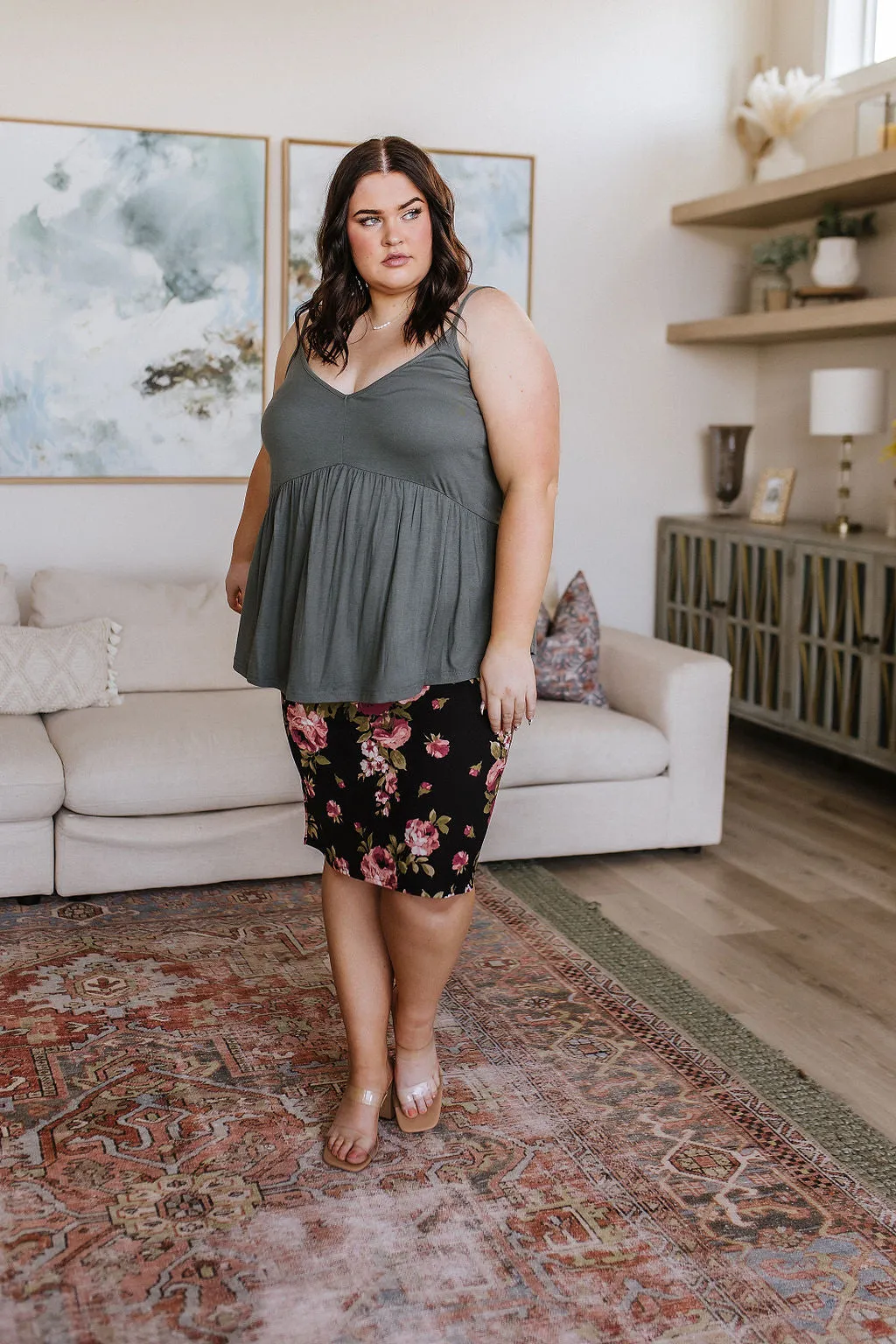 Perfectly Pristine Floral Pencil Skirt