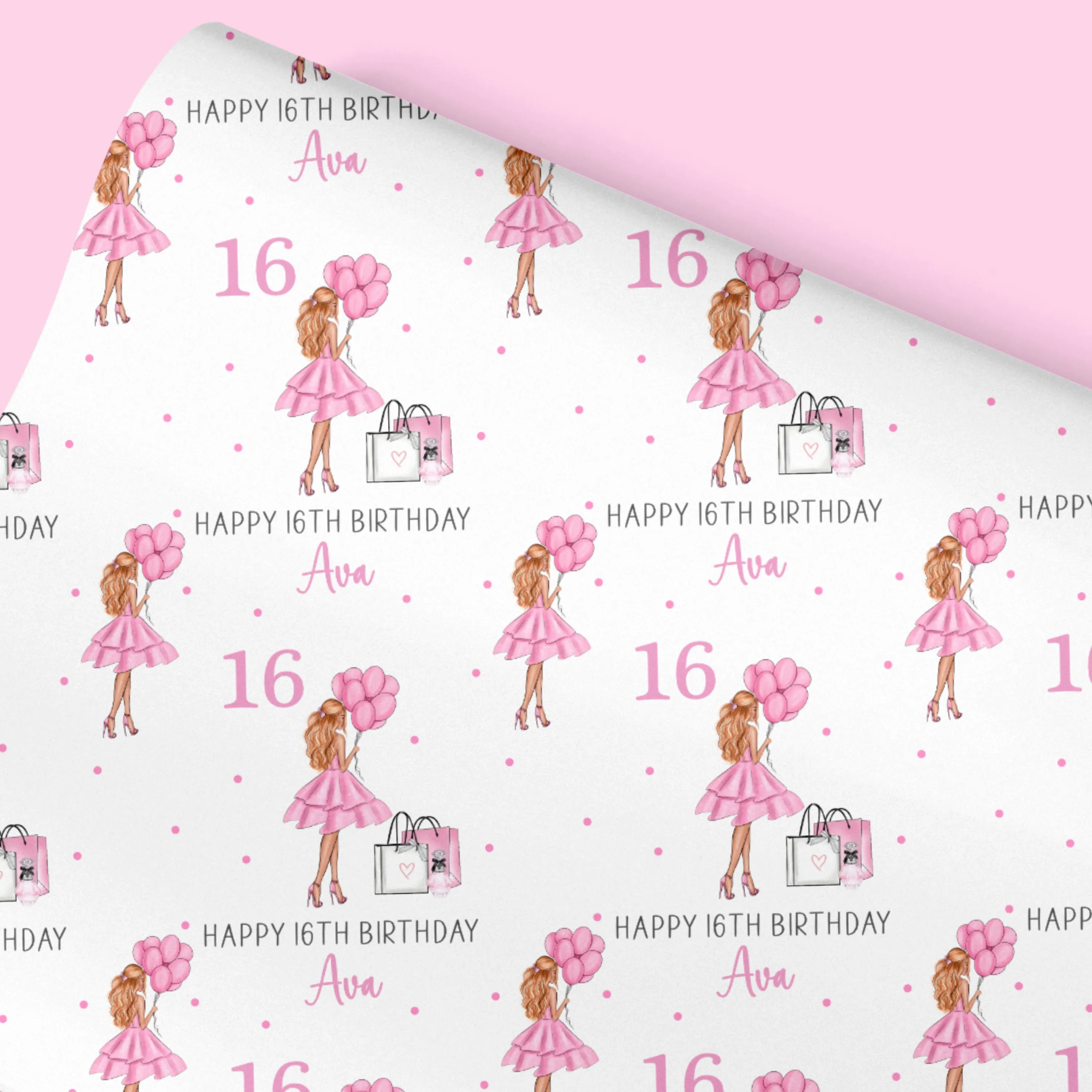 Personalised Birthday Party Banner Girl Pink Dress