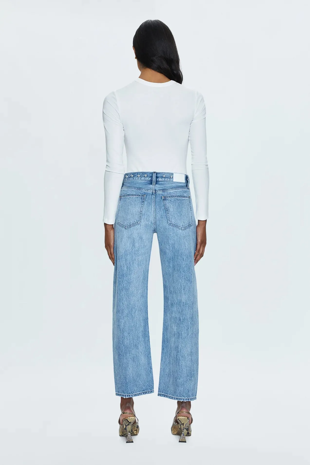 PISTOLA - LEXI MID RISE BOWED STRAIGHT JEAN SATELLITE