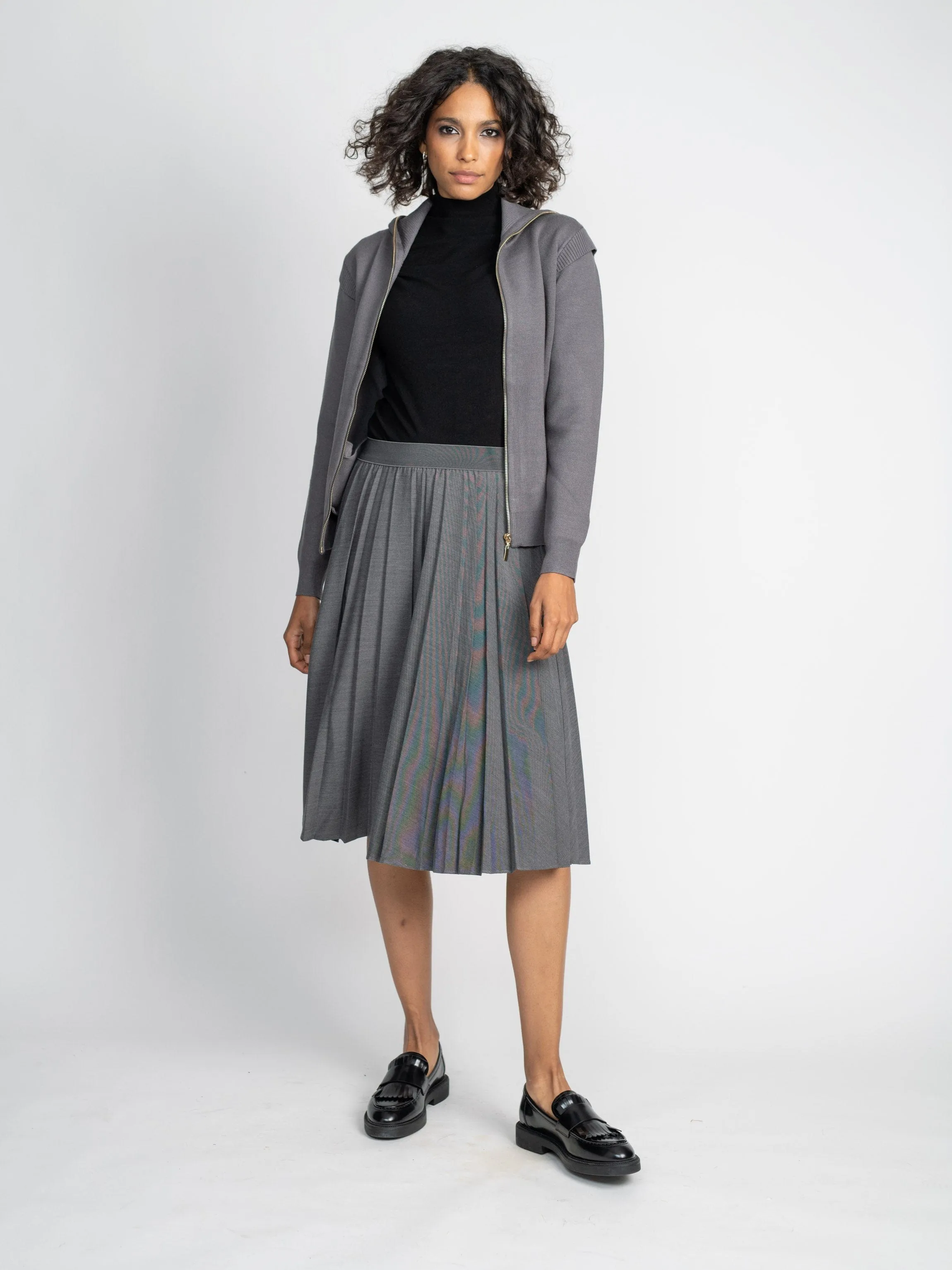 PLEATED SKIRT 27"-GREY