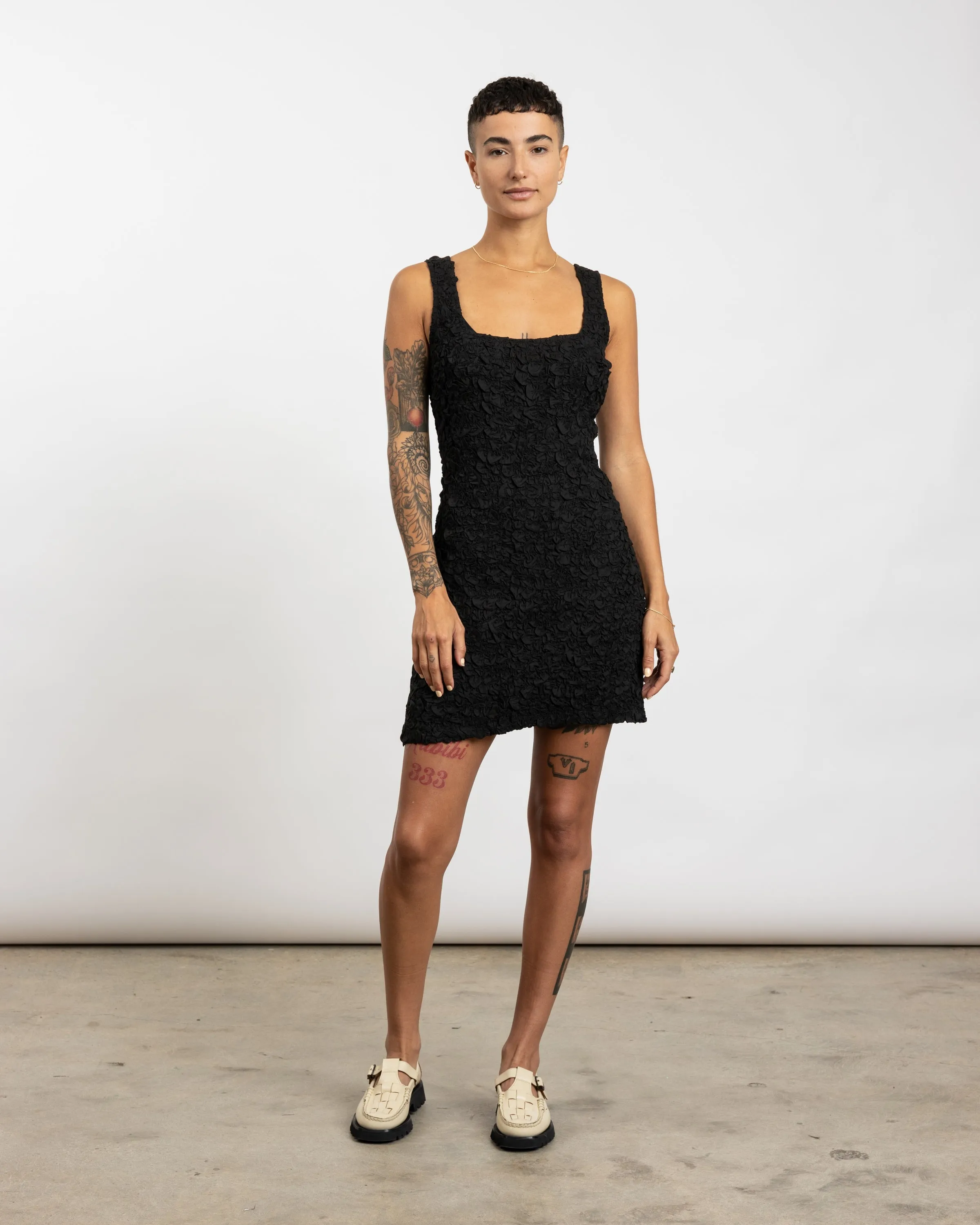 Popcorn Laura Midi Dress in Black