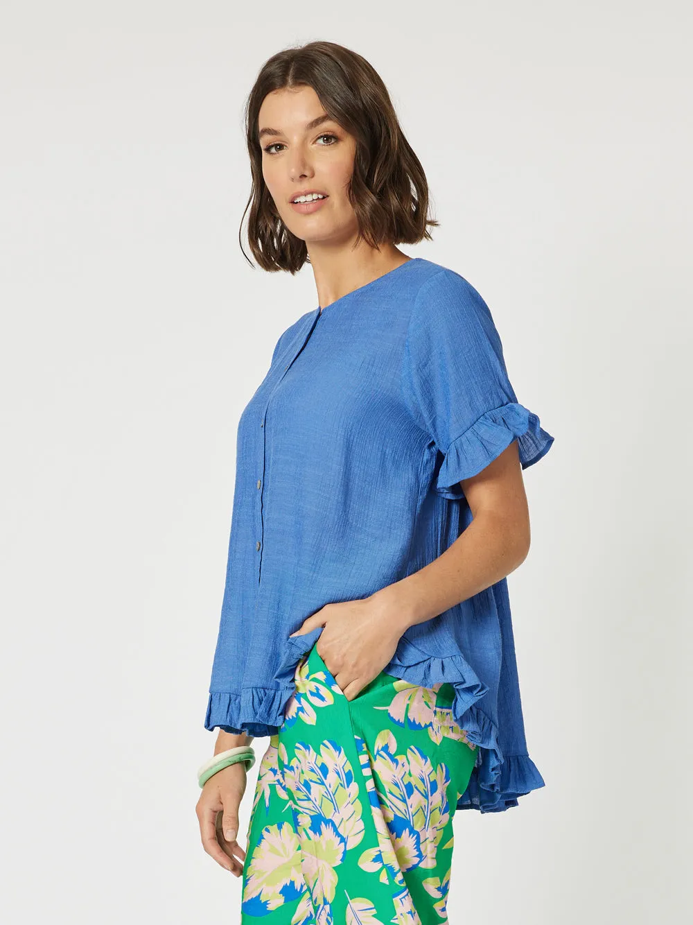 Portofino Short Sleeve Top - Cobalt