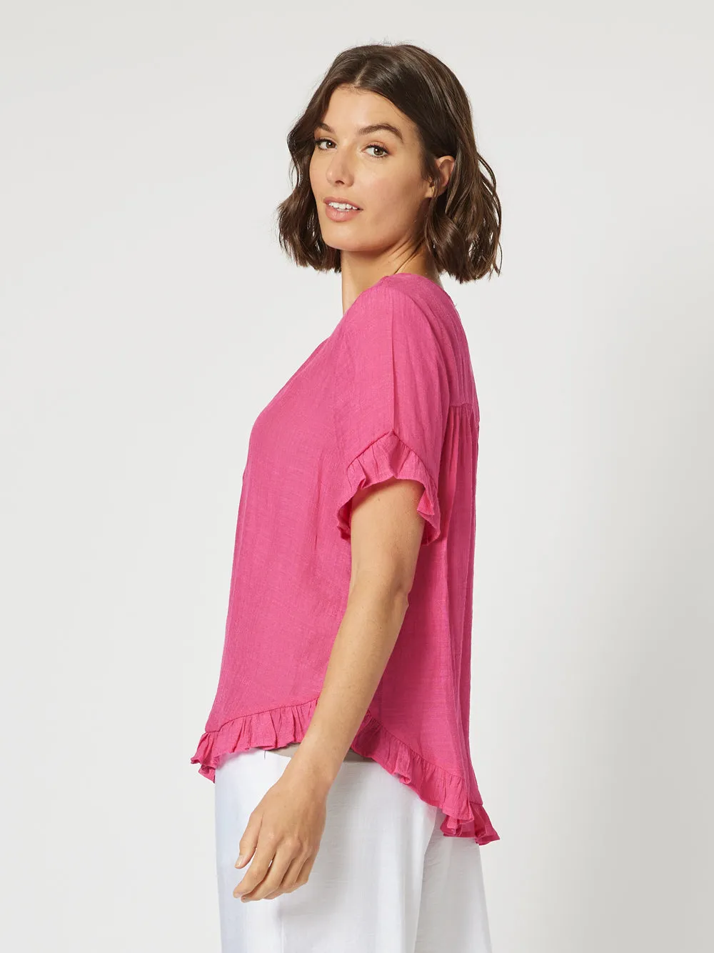 Portofino Short Sleeve Top - Hot Pink