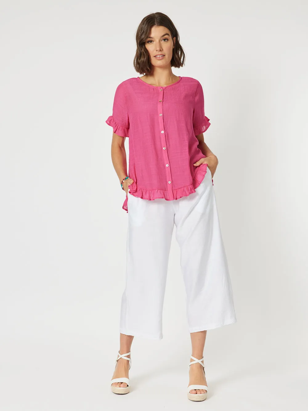 Portofino Short Sleeve Top - Hot Pink