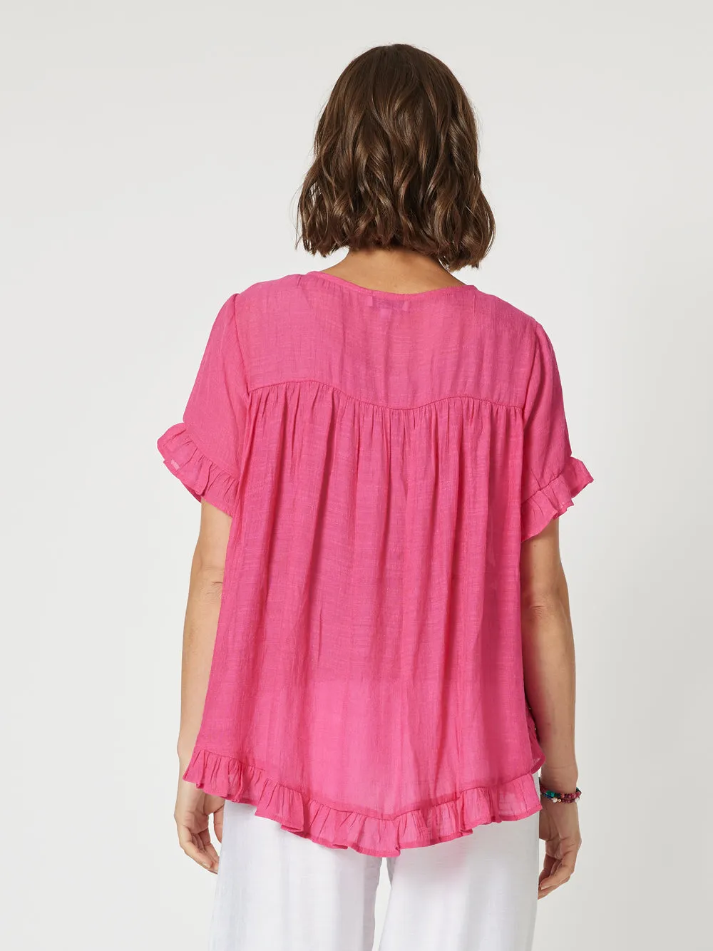 Portofino Short Sleeve Top - Hot Pink