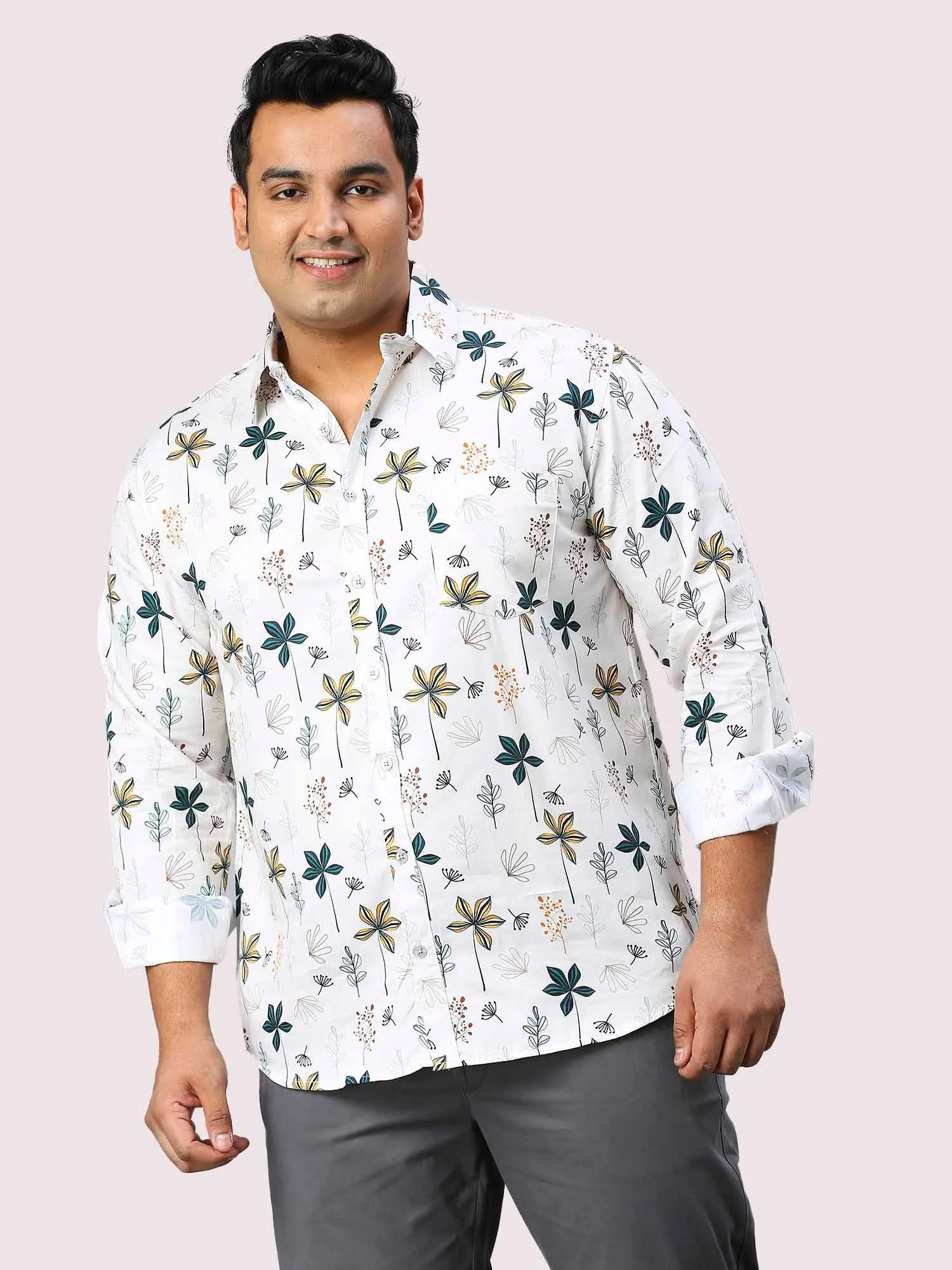 Posy Digital Printed Full Sleeve Shirt Men's Plus Size