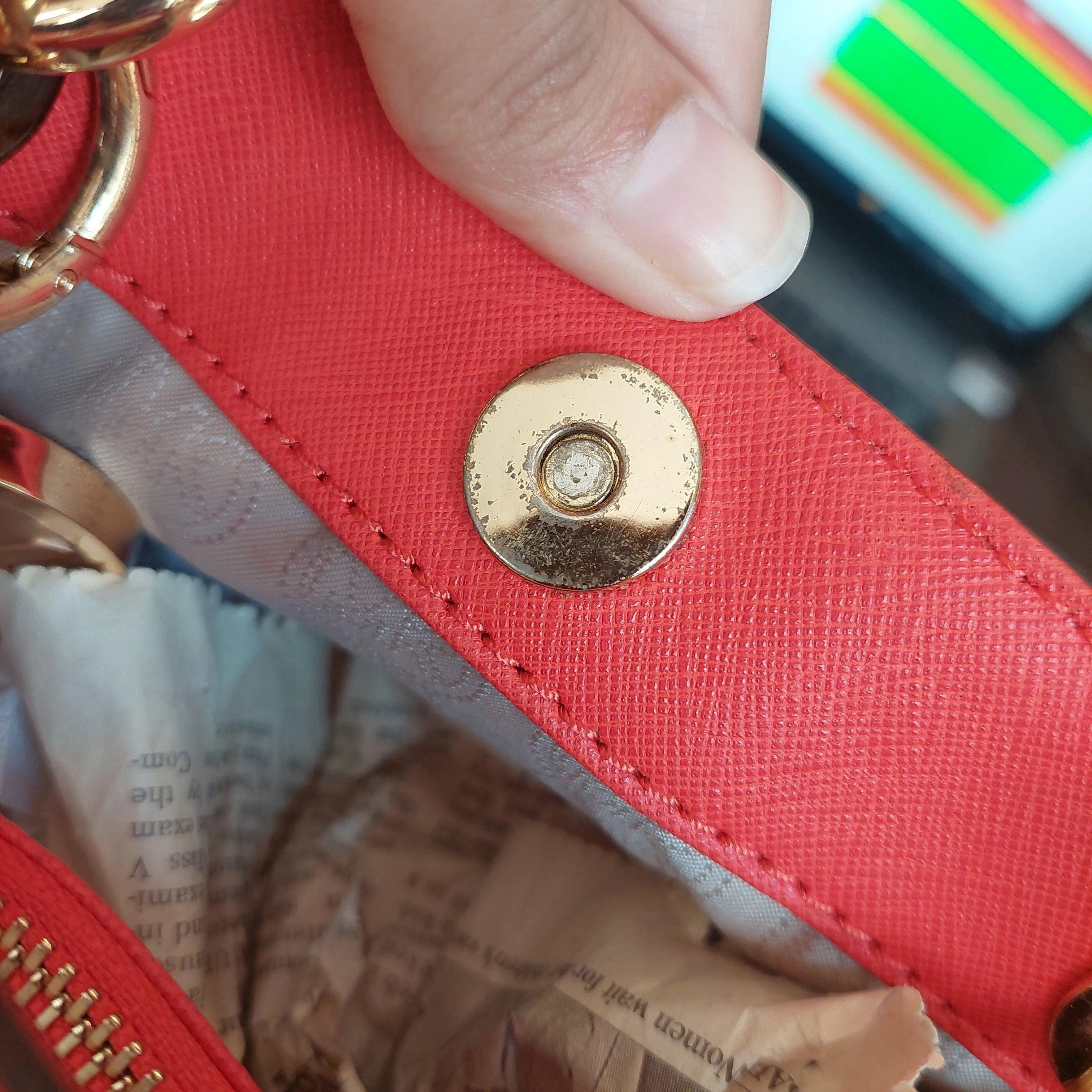 Pre-Loved Treasures - Michael Kors 'Cynthia' Coral Leather Satchel