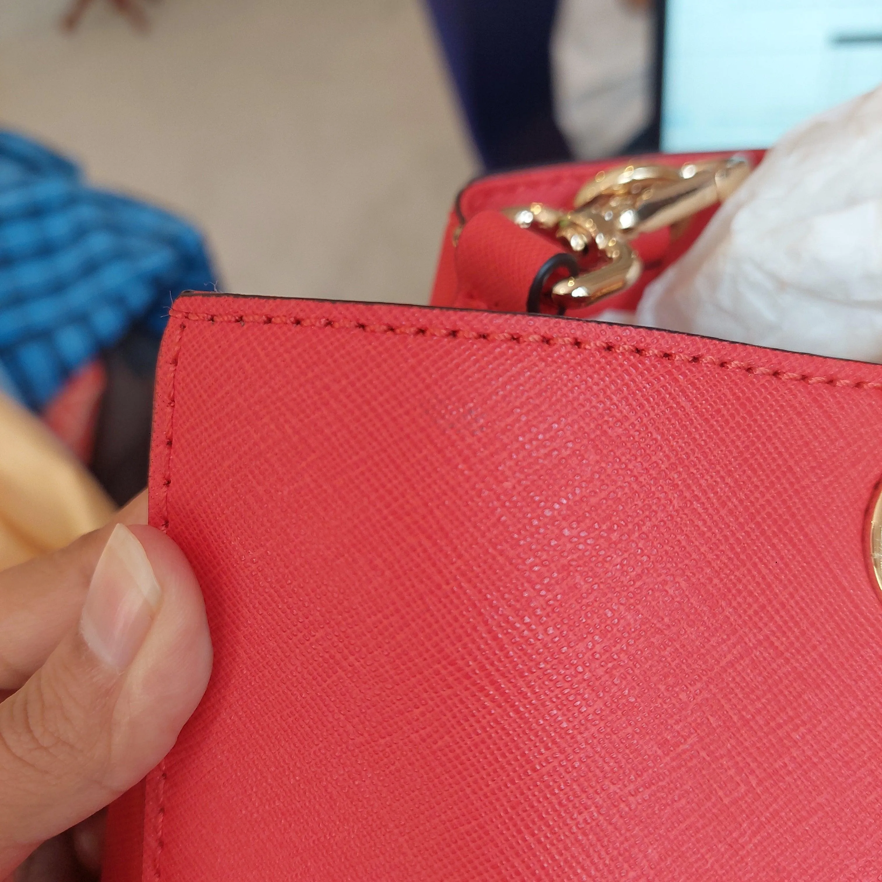 Pre-Loved Treasures - Michael Kors 'Cynthia' Coral Leather Satchel