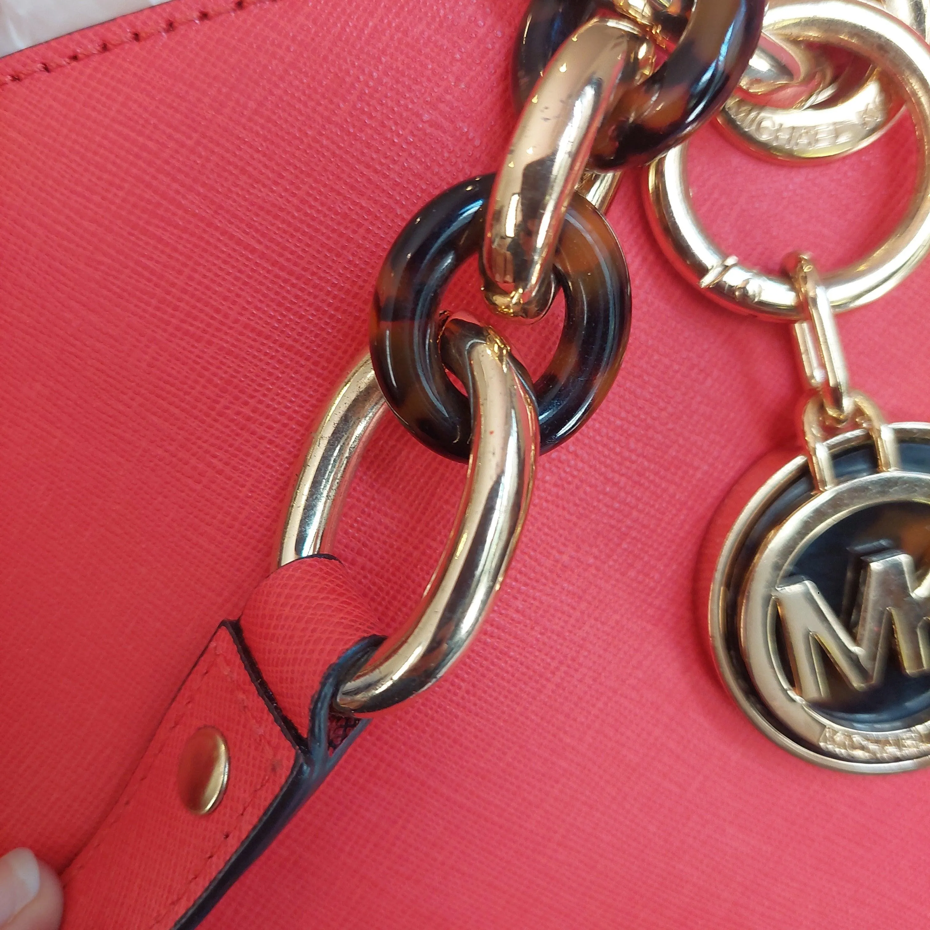 Pre-Loved Treasures - Michael Kors 'Cynthia' Coral Leather Satchel