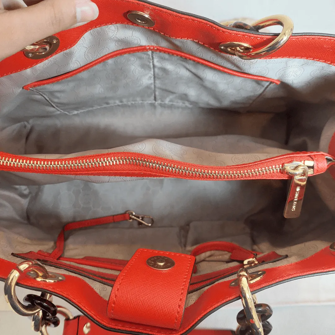 Pre-Loved Treasures - Michael Kors 'Cynthia' Coral Leather Satchel