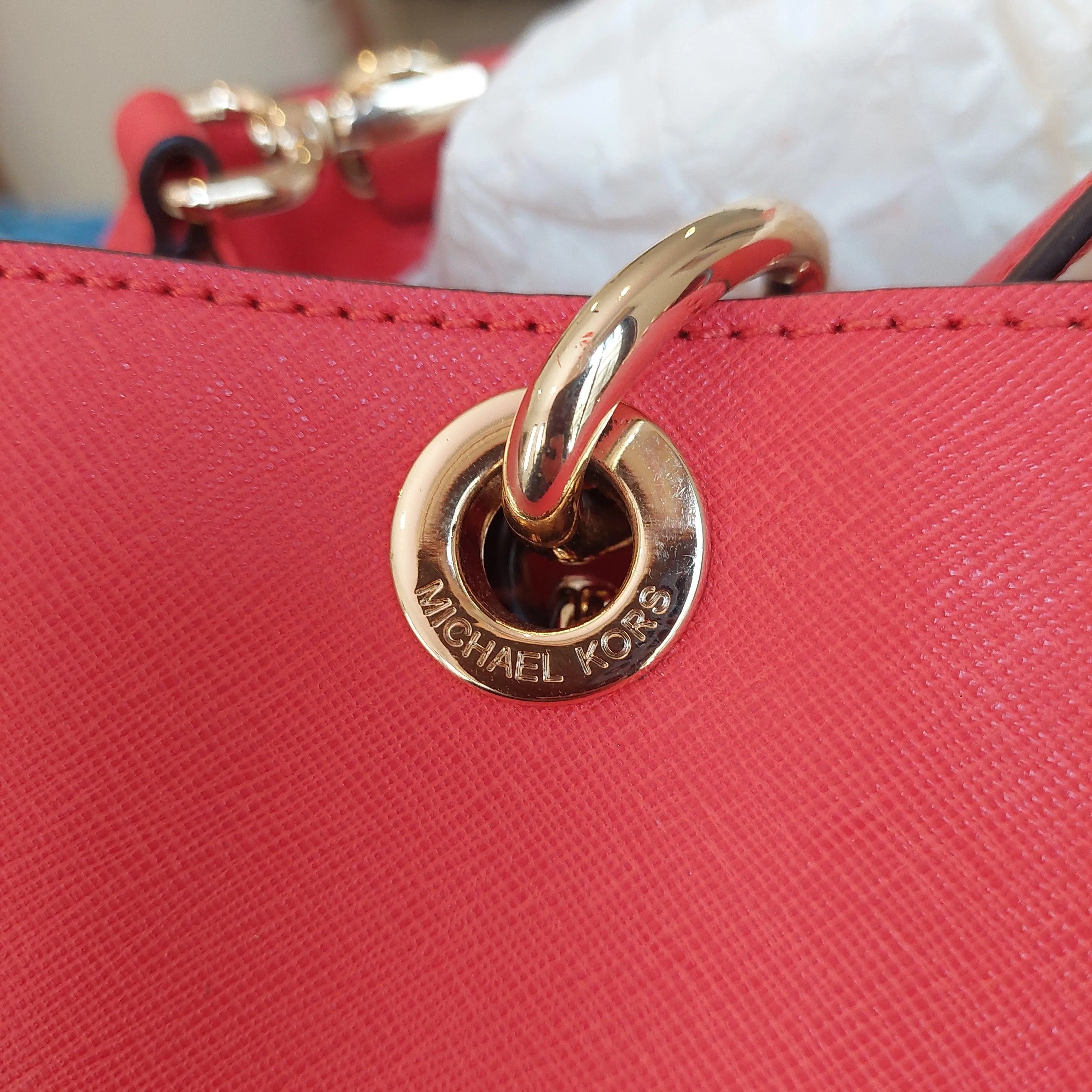 Pre-Loved Treasures - Michael Kors 'Cynthia' Coral Leather Satchel