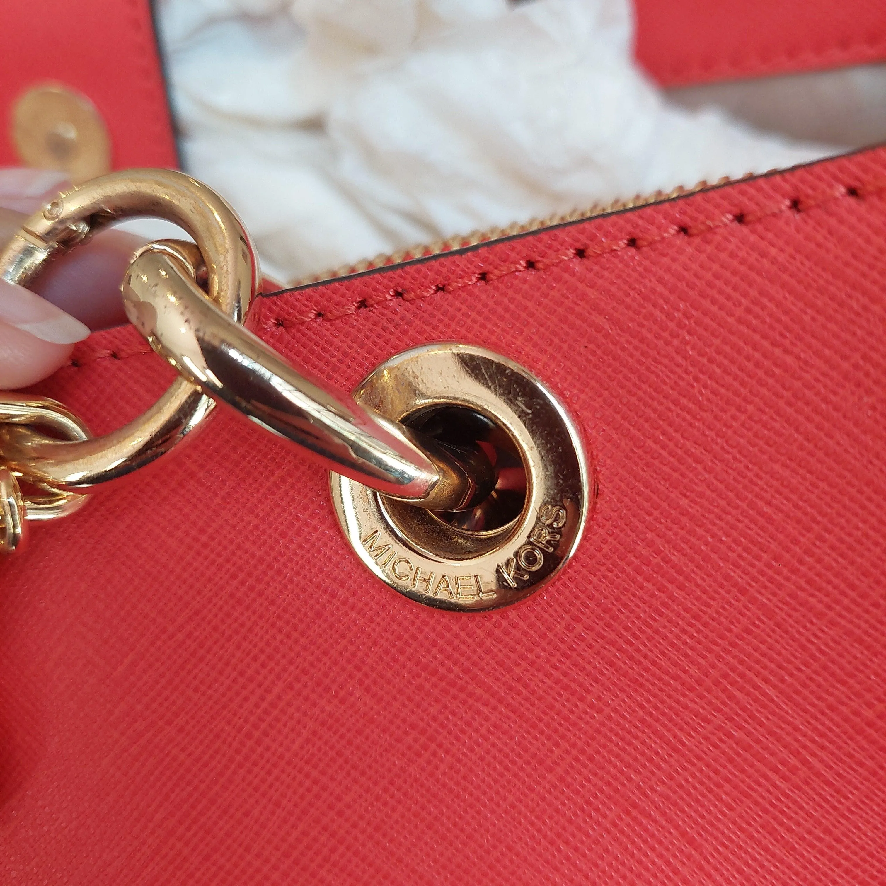 Pre-Loved Treasures - Michael Kors 'Cynthia' Coral Leather Satchel