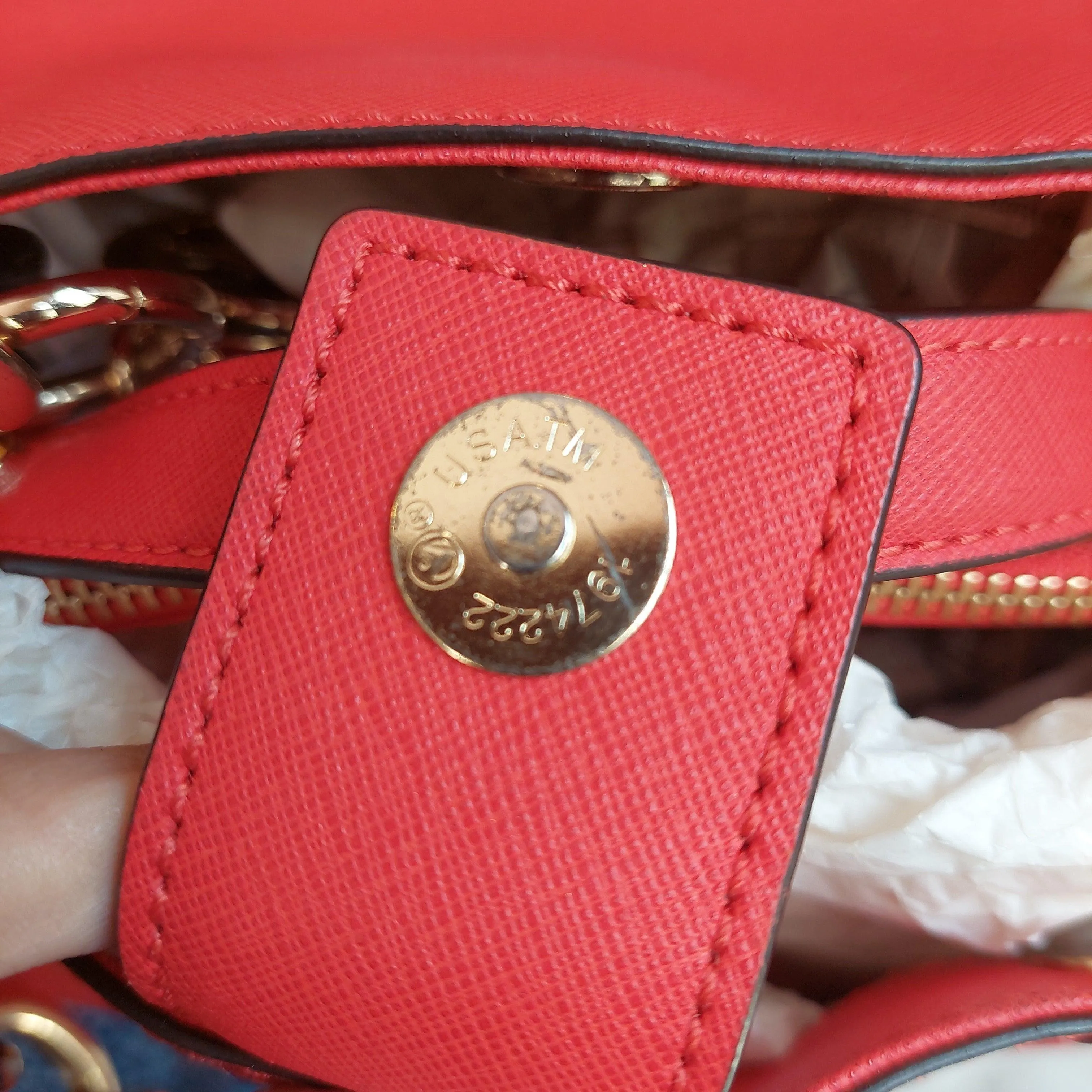 Pre-Loved Treasures - Michael Kors 'Cynthia' Coral Leather Satchel