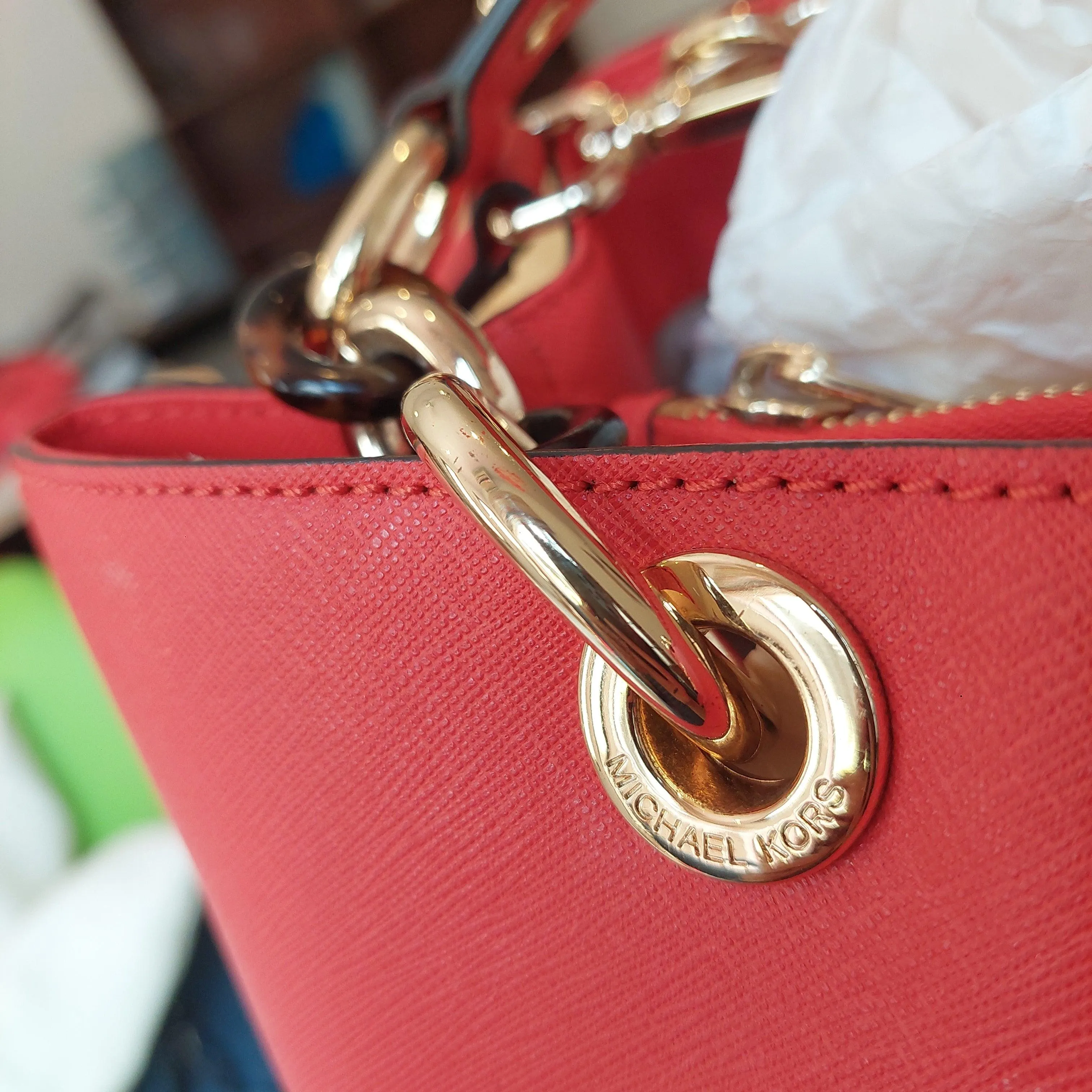 Pre-Loved Treasures - Michael Kors 'Cynthia' Coral Leather Satchel