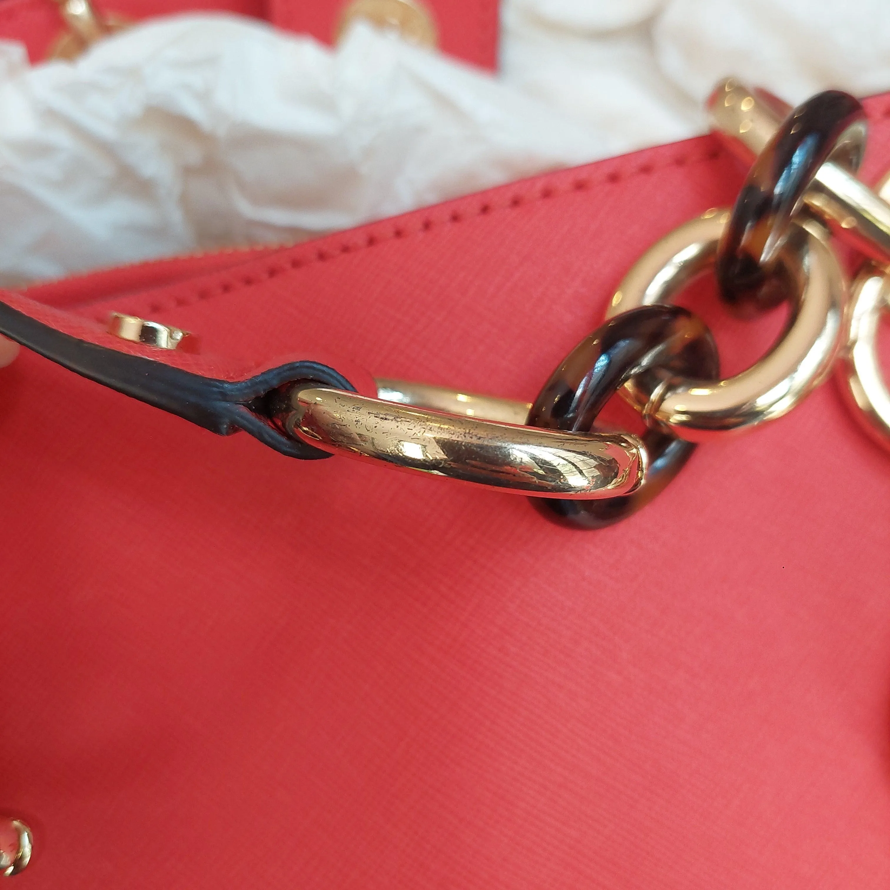 Pre-Loved Treasures - Michael Kors 'Cynthia' Coral Leather Satchel