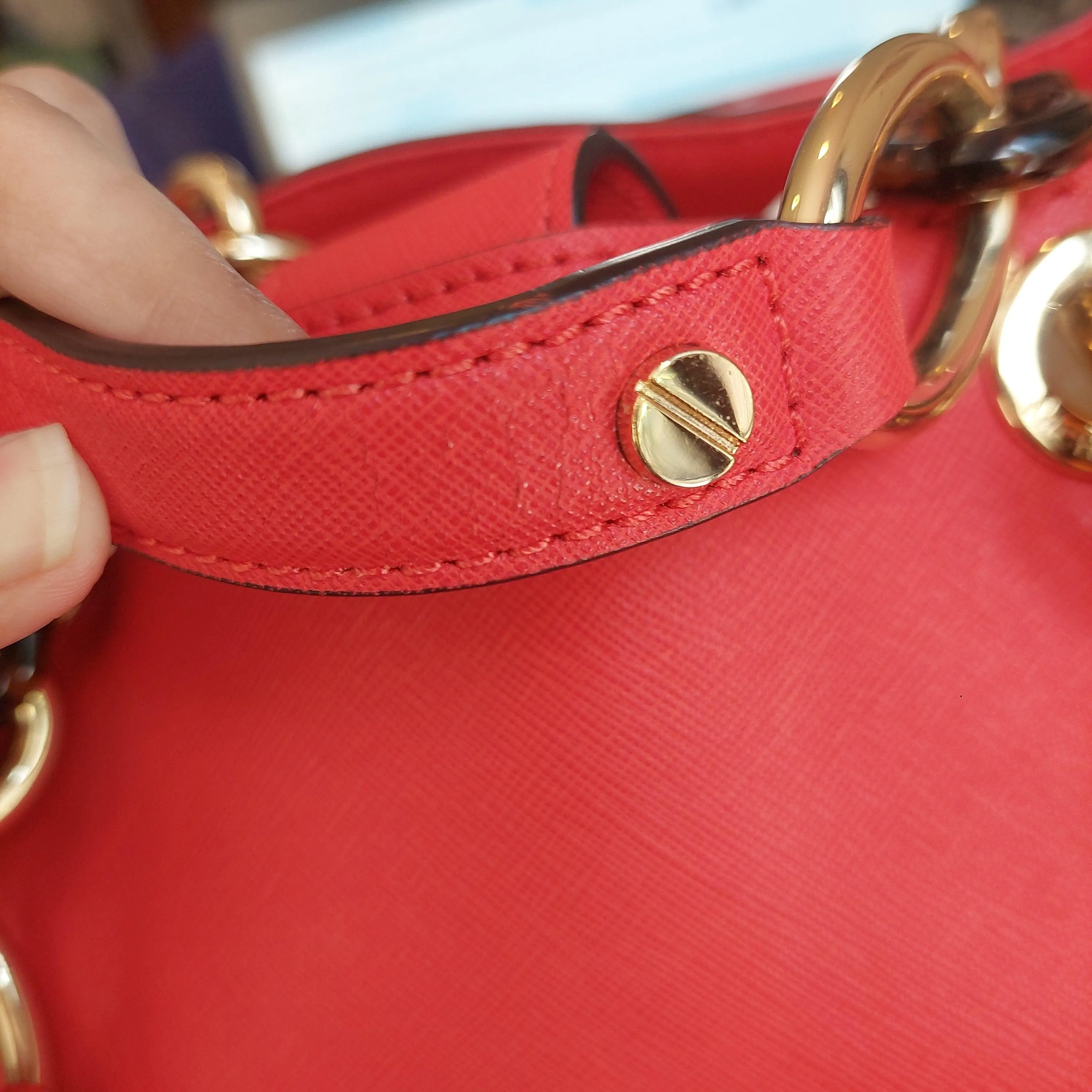 Pre-Loved Treasures - Michael Kors 'Cynthia' Coral Leather Satchel