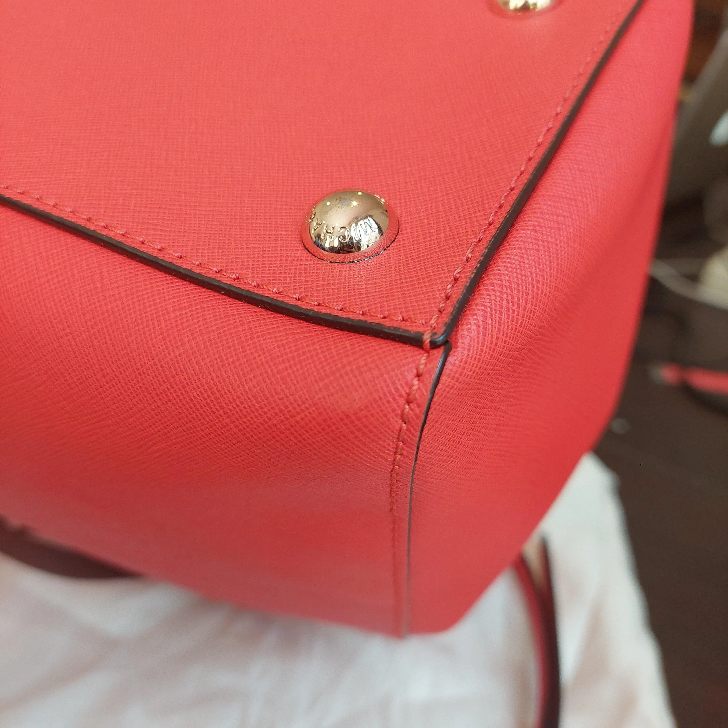 Pre-Loved Treasures - Michael Kors 'Cynthia' Coral Leather Satchel