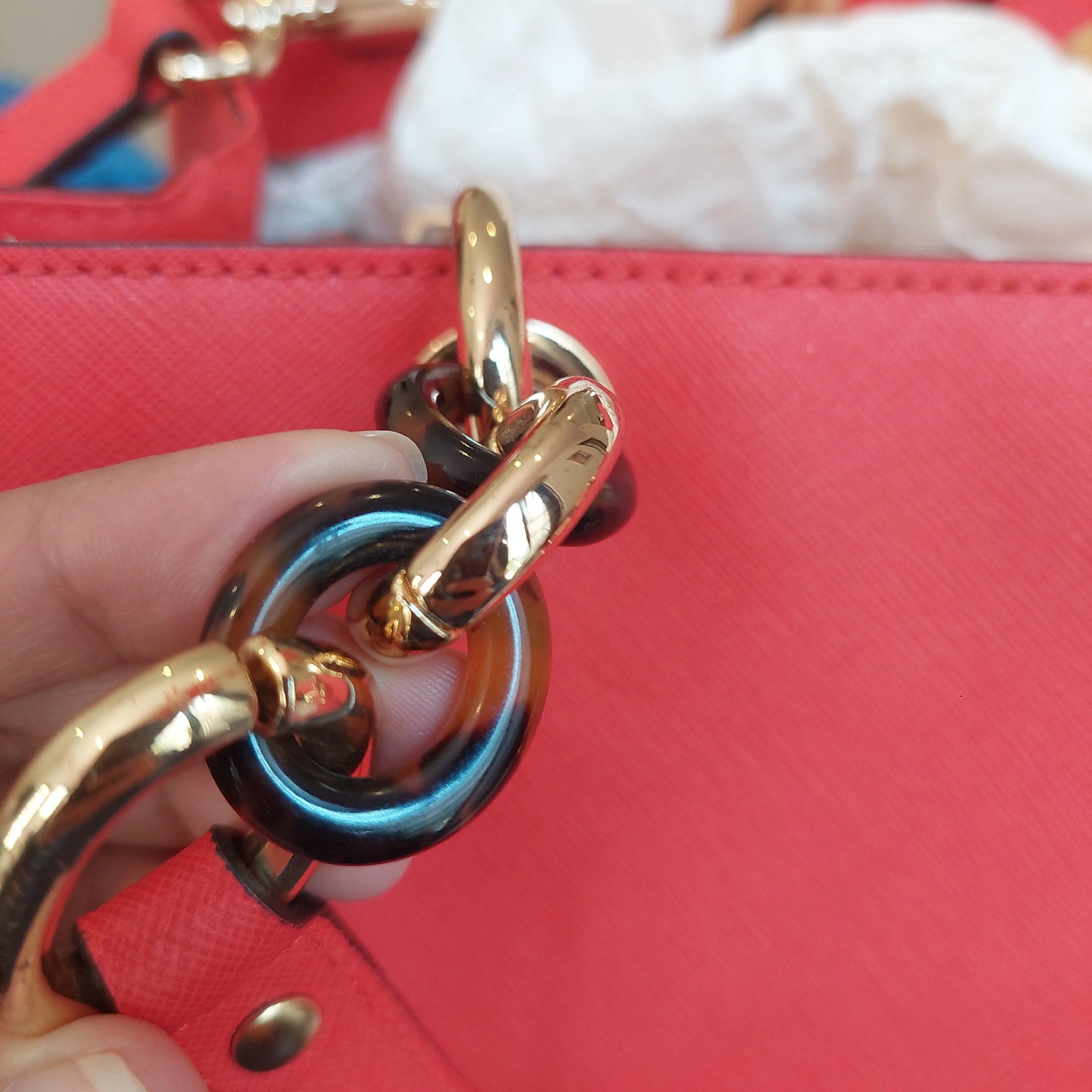 Pre-Loved Treasures - Michael Kors 'Cynthia' Coral Leather Satchel