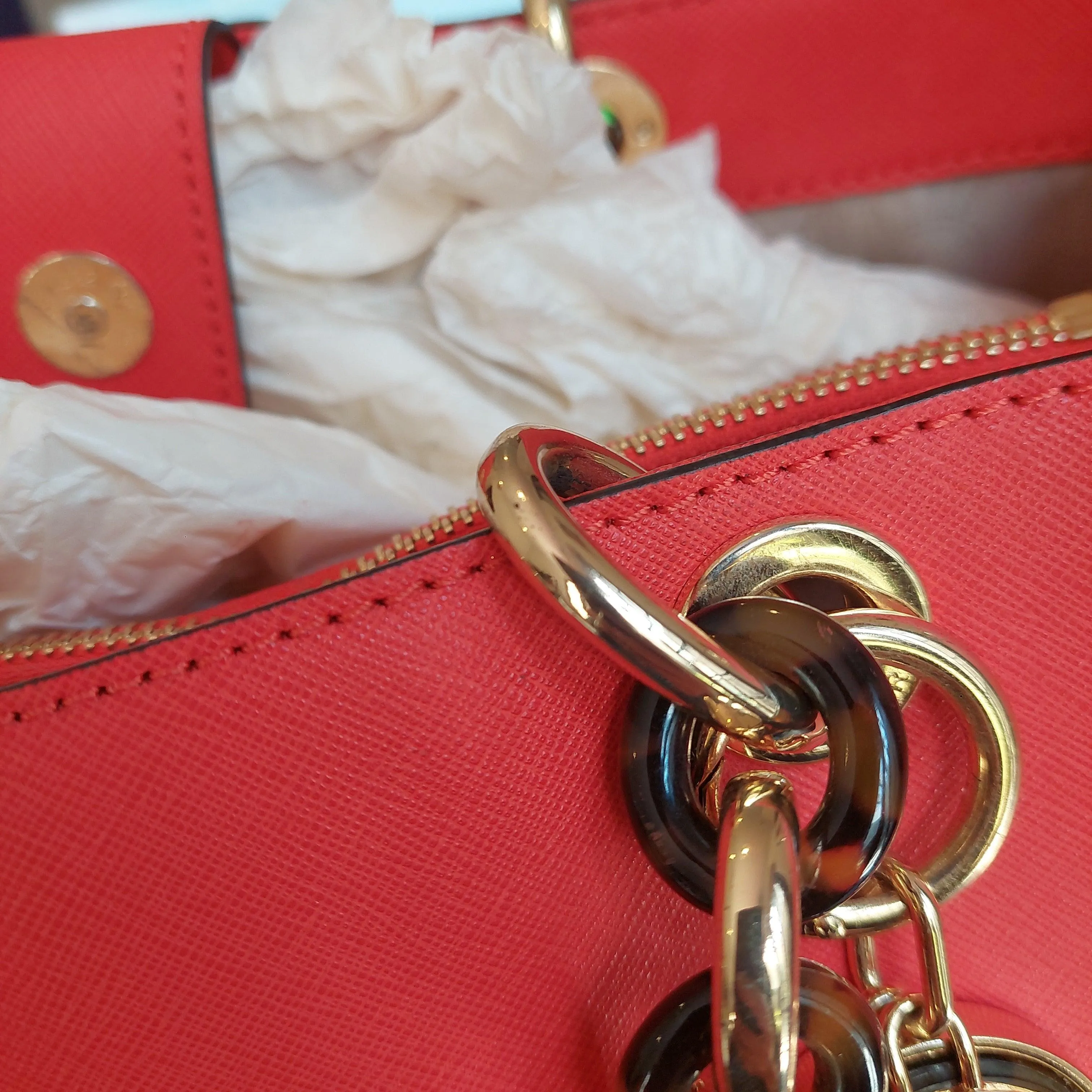 Pre-Loved Treasures - Michael Kors 'Cynthia' Coral Leather Satchel