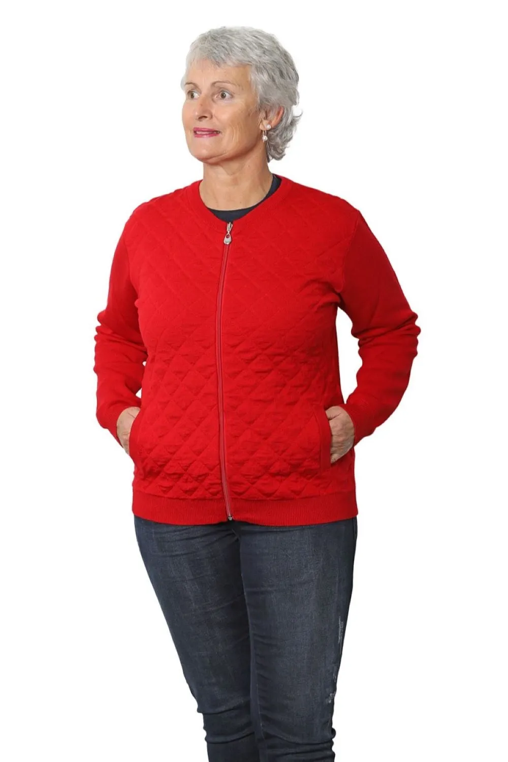 Quilted 100% Merino Zip Jacket with sleeves and pockets