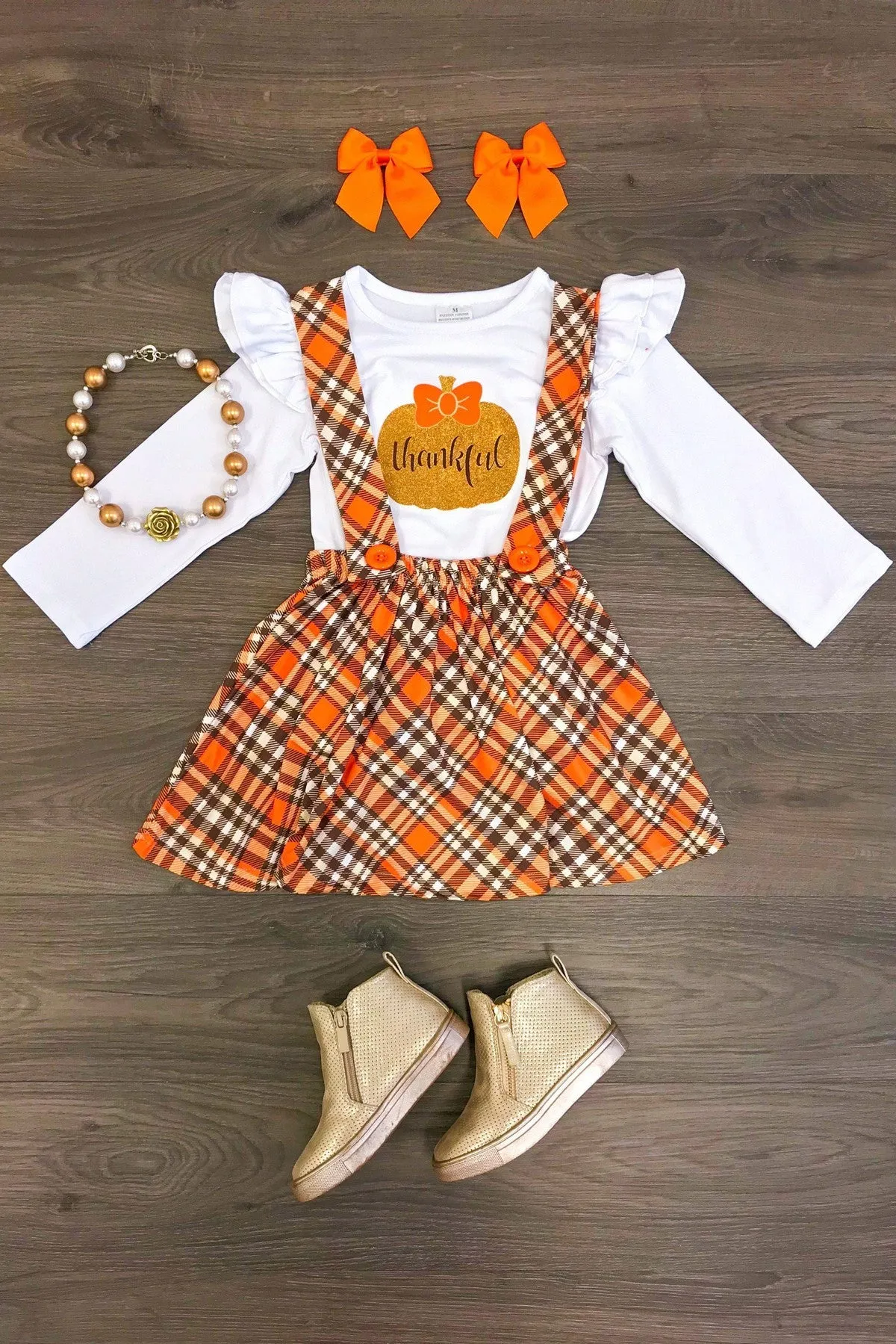 "Thankful" Suspender Skirt Set