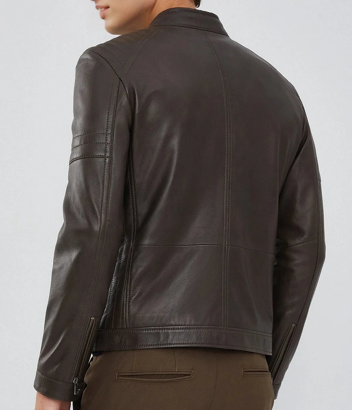 Ralph | Men's Dark Brown Zipper Leather Biker Jacket