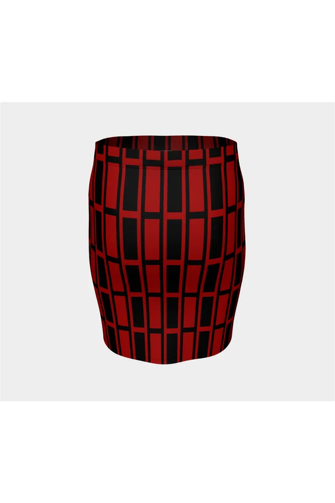 Red and Black Fitted Skirt