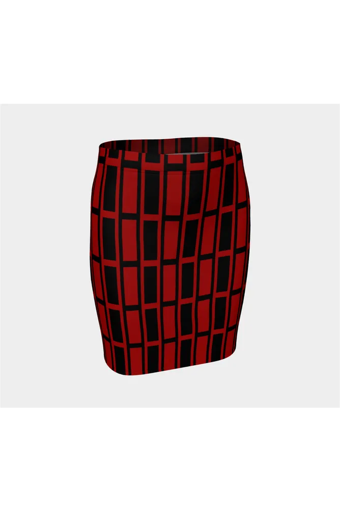 Red and Black Fitted Skirt