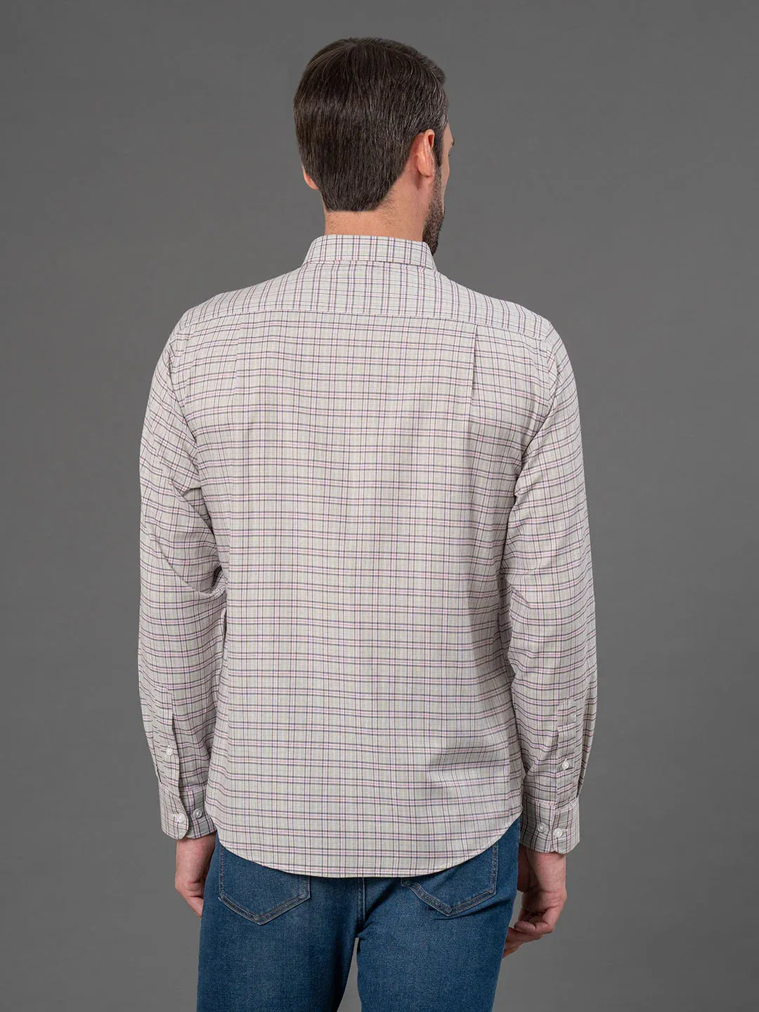 RedTape Mauve Checked Shirt for Men | Classic & Versatile