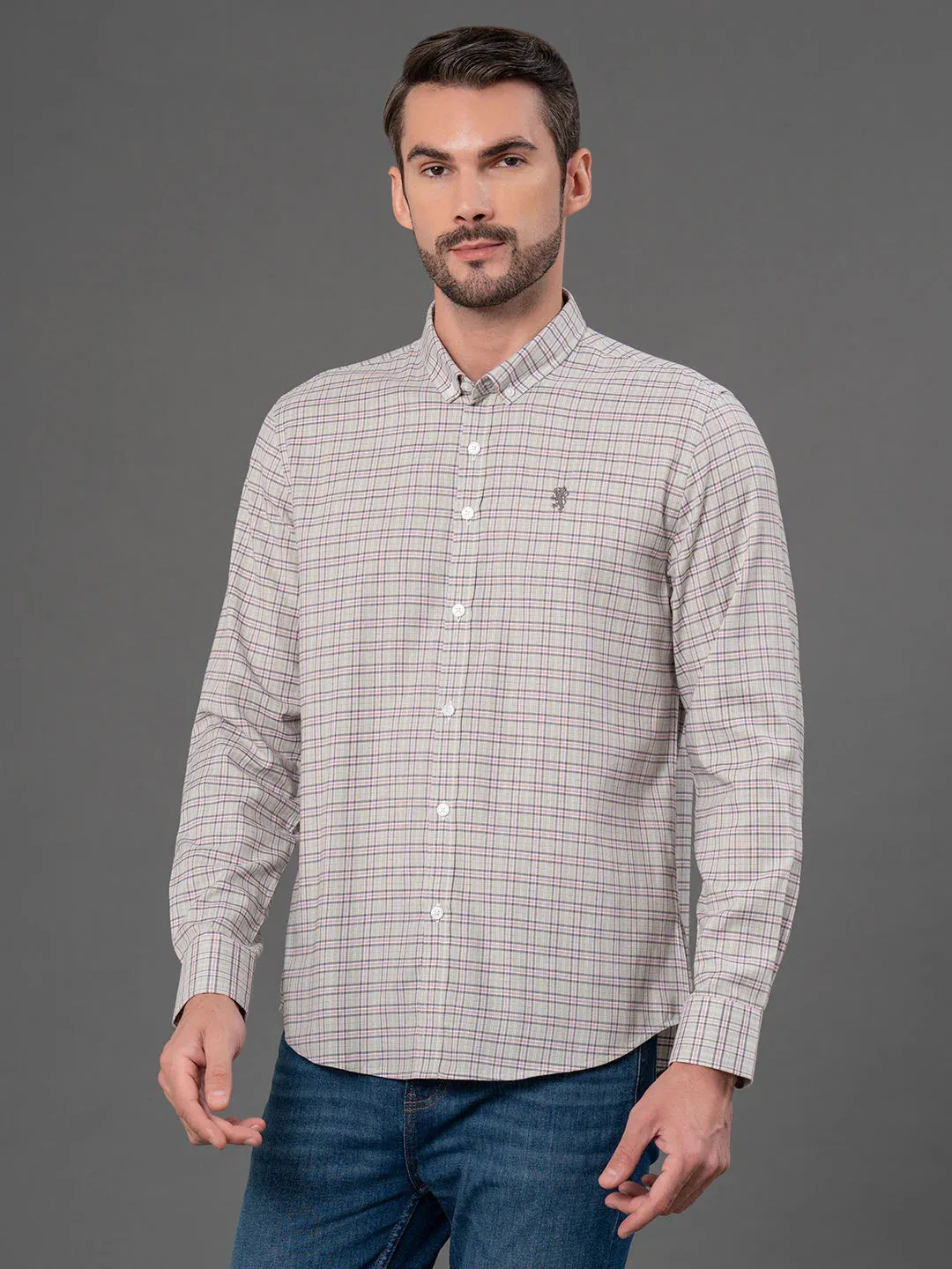 RedTape Mauve Checked Shirt for Men | Classic & Versatile