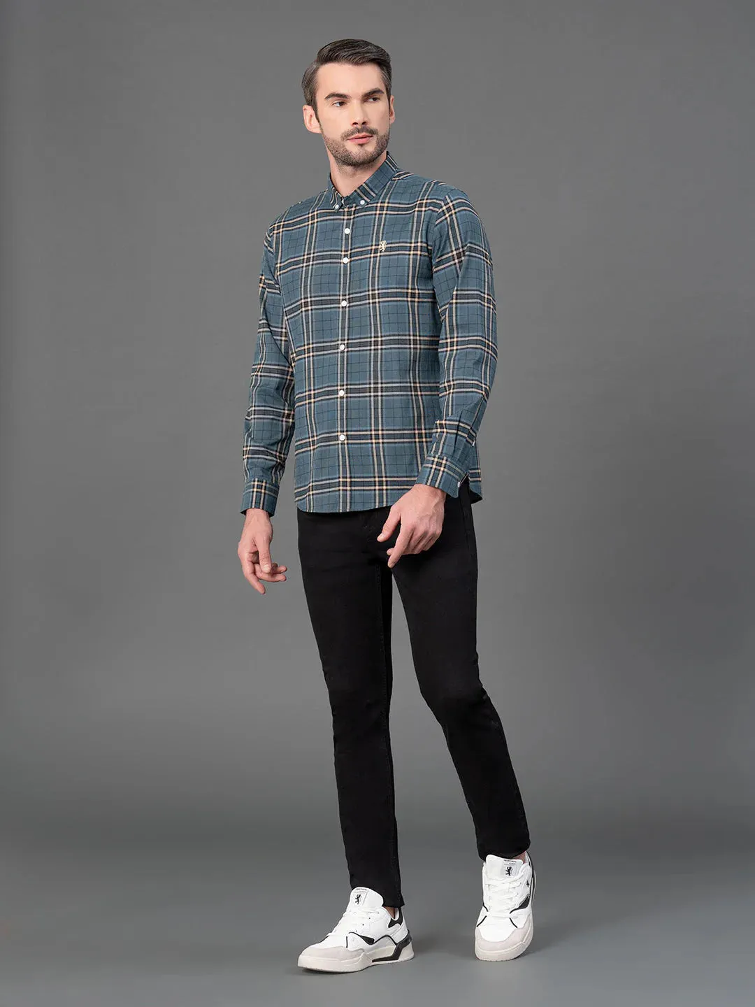 RedTape Mustard Checked Shirt for Men | Classic & Versatile