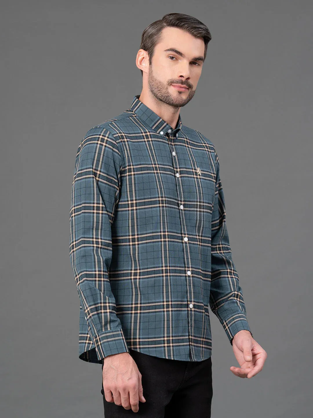 RedTape Mustard Checked Shirt for Men | Classic & Versatile