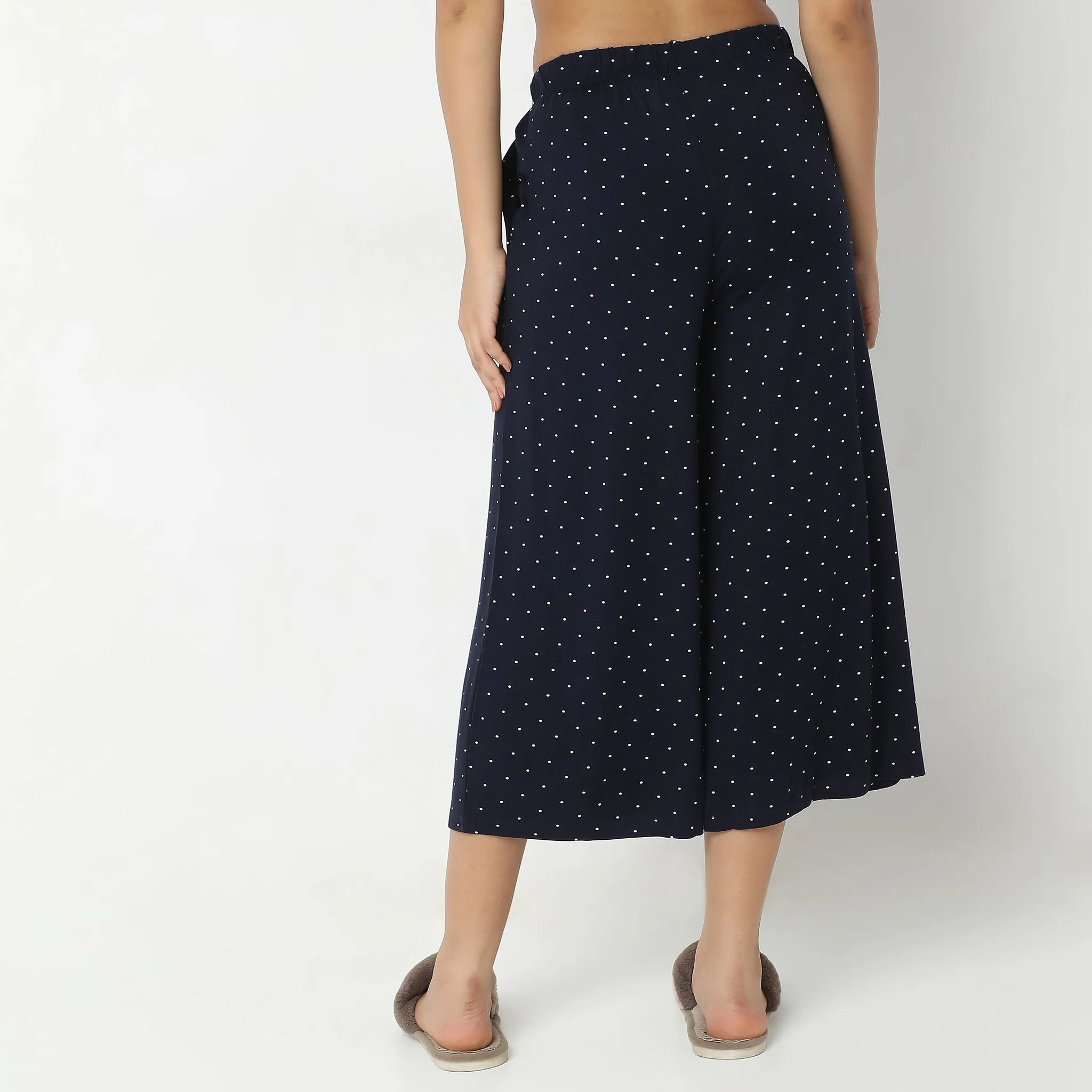 Regular Fit Printed Mid Rise Lounge Culottes