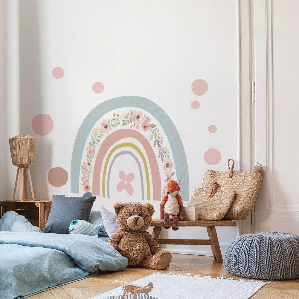 Removable Eco-friendly Floral Rainbow Wall Stickers