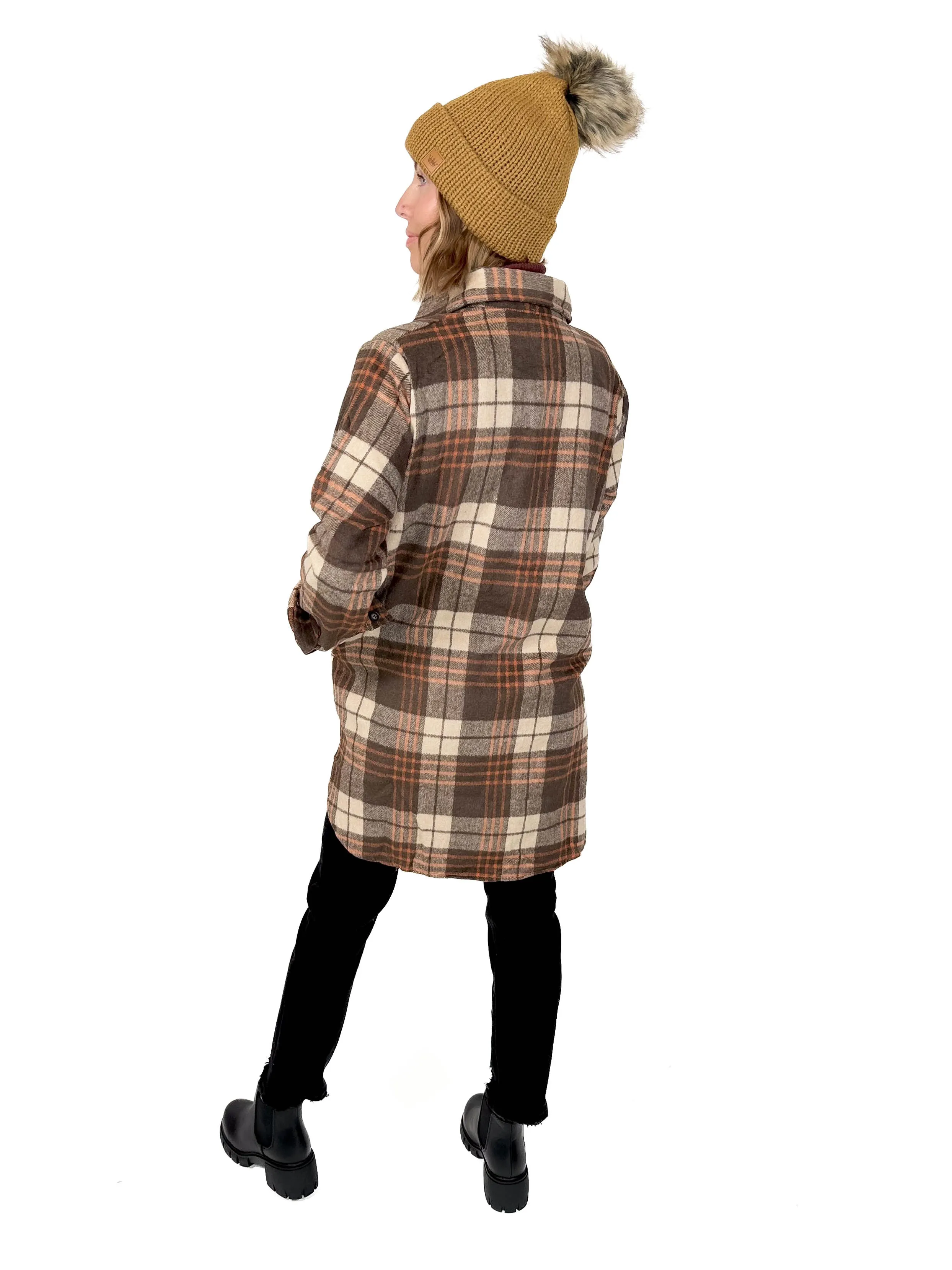 Renfrew Plaid Shacket- APRICOT/BROWN-FINAL SALE*S*