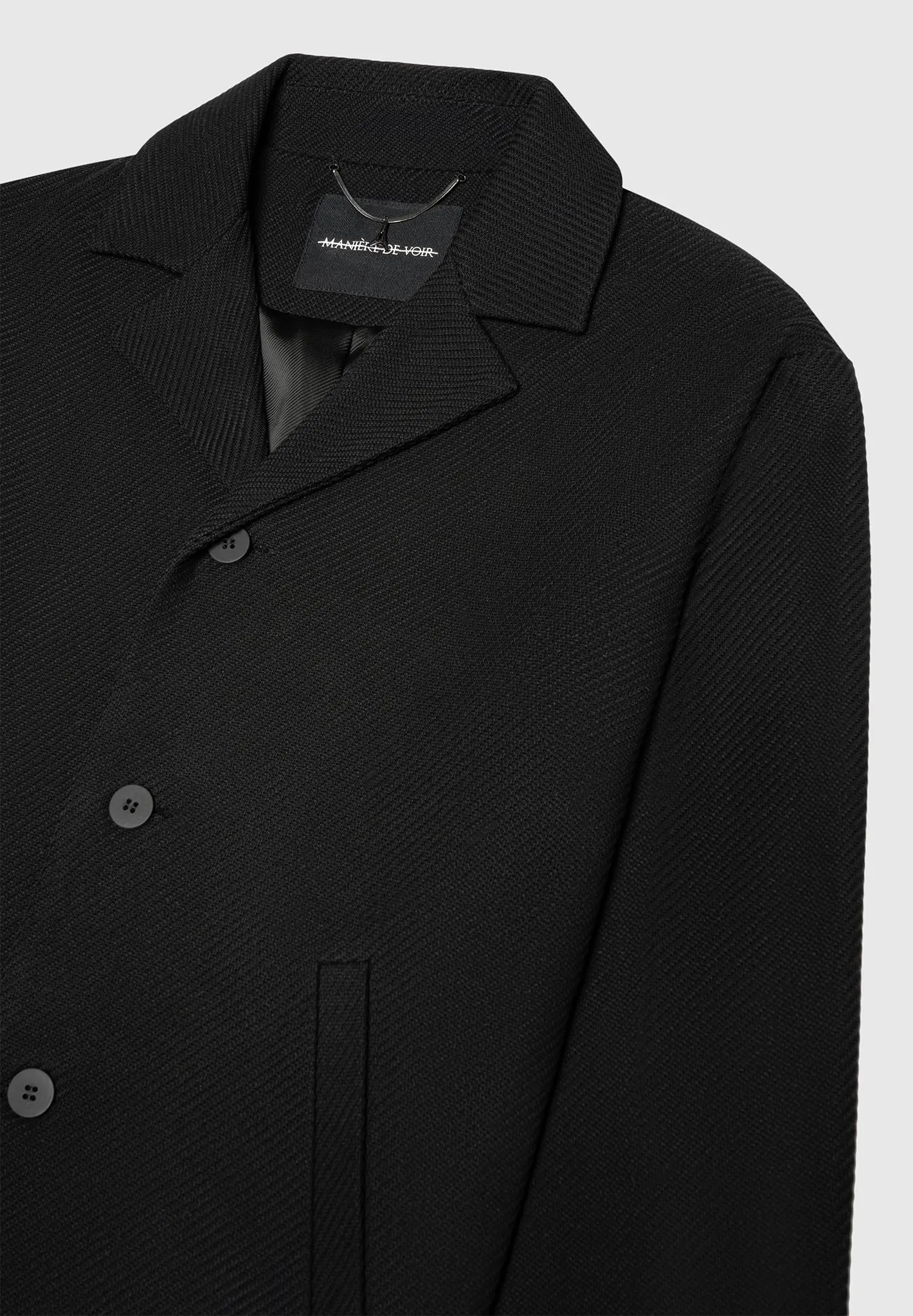 Revere Collar Twill Jacket - Black