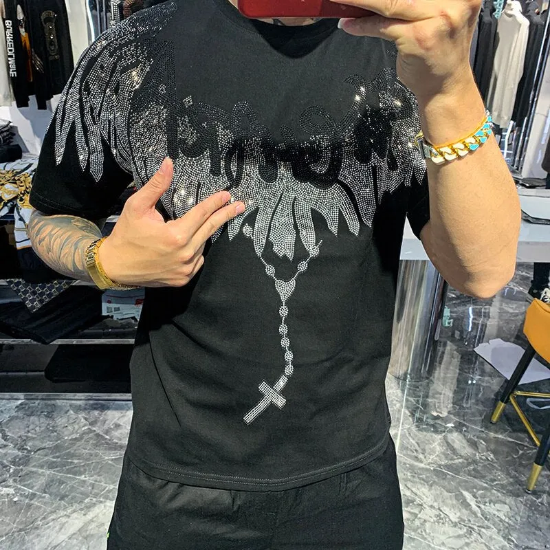 Rhinestone Wing Men T-Shirt