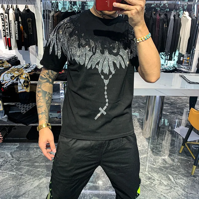 Rhinestone Wing Men T-Shirt