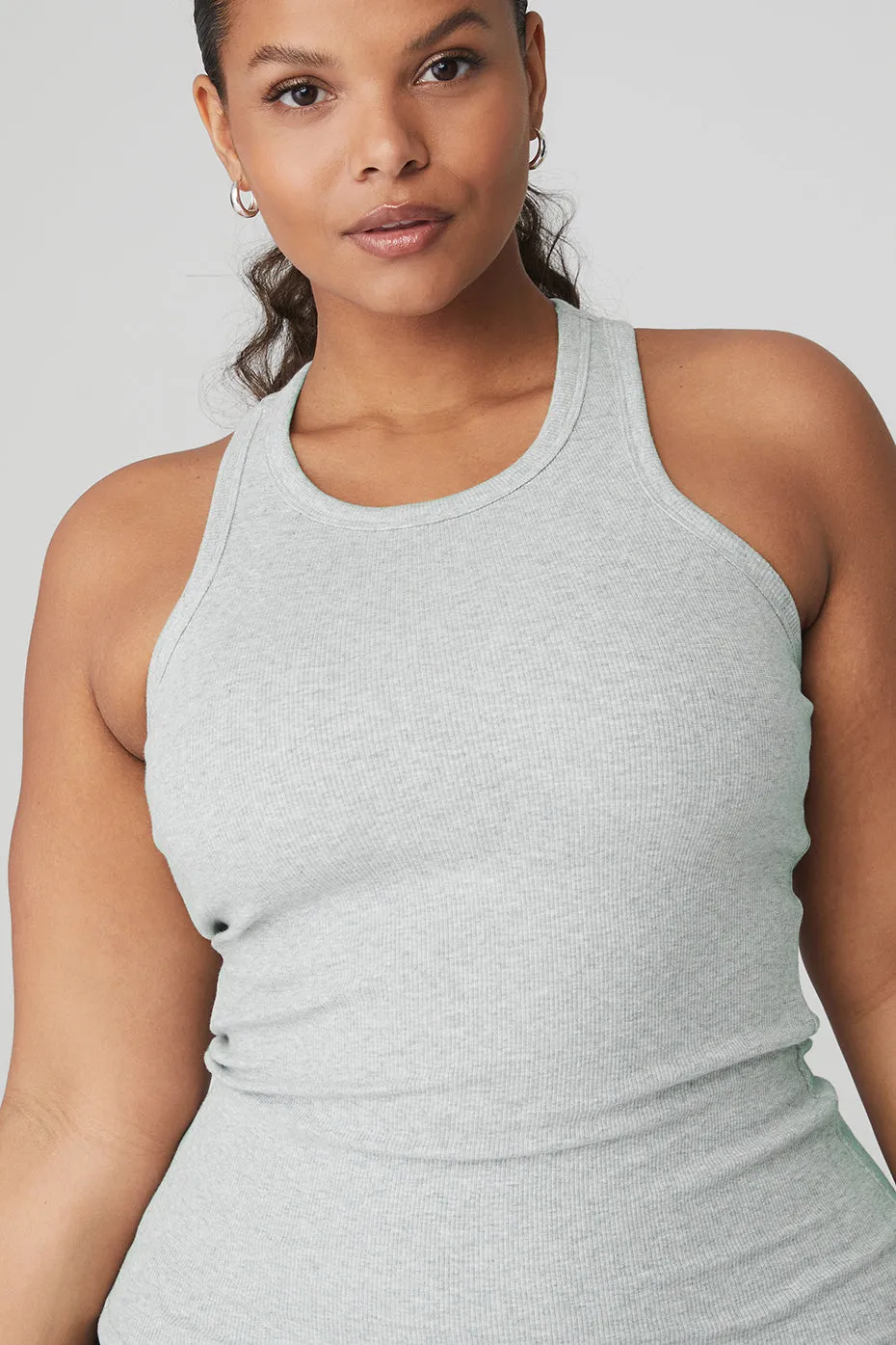 Ribbed Aspire Full Length Tank - Athletic Heather Grey