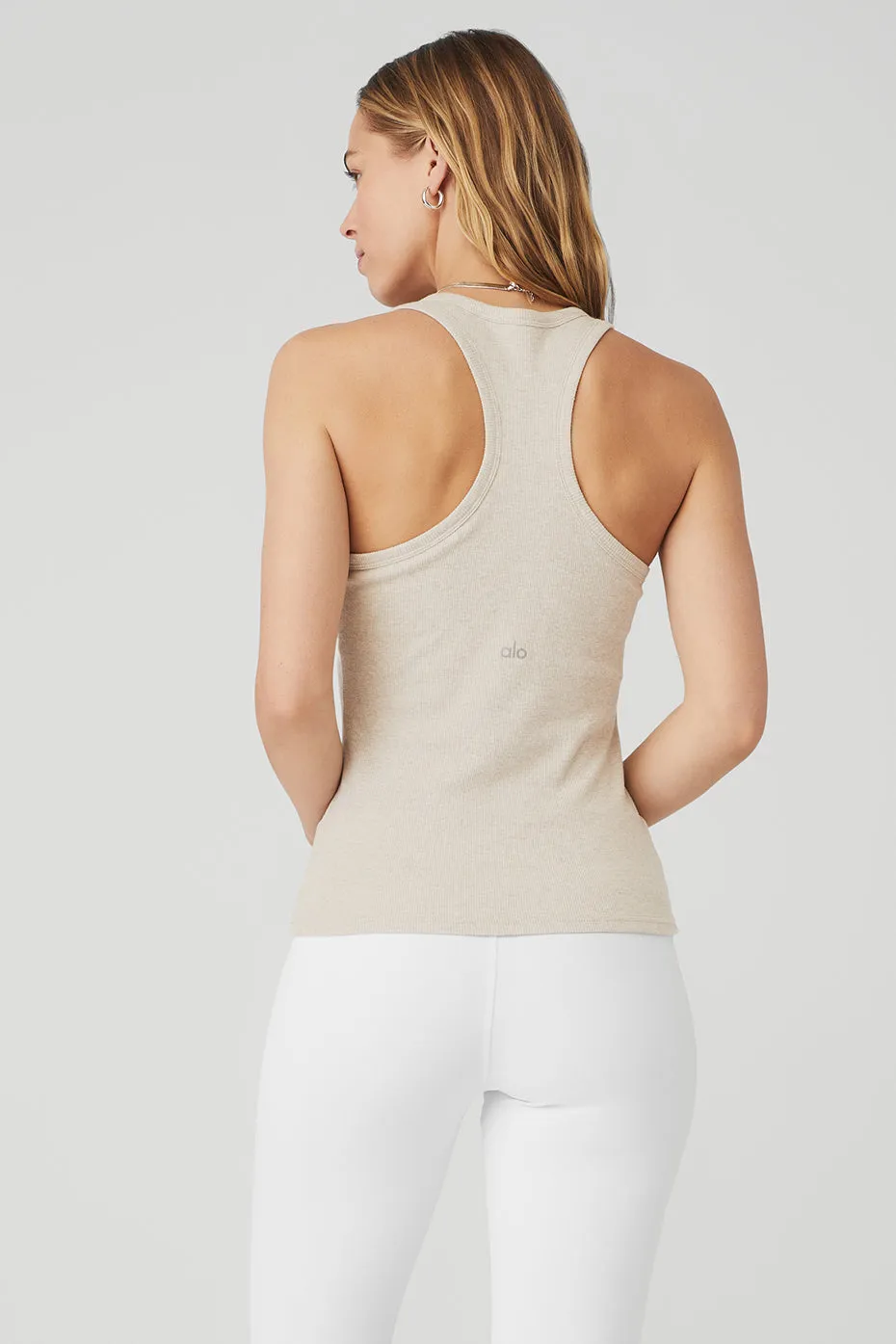 Ribbed Aspire Full Length Tank - Oatmeal Heather