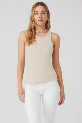 Ribbed Aspire Full Length Tank - Oatmeal Heather